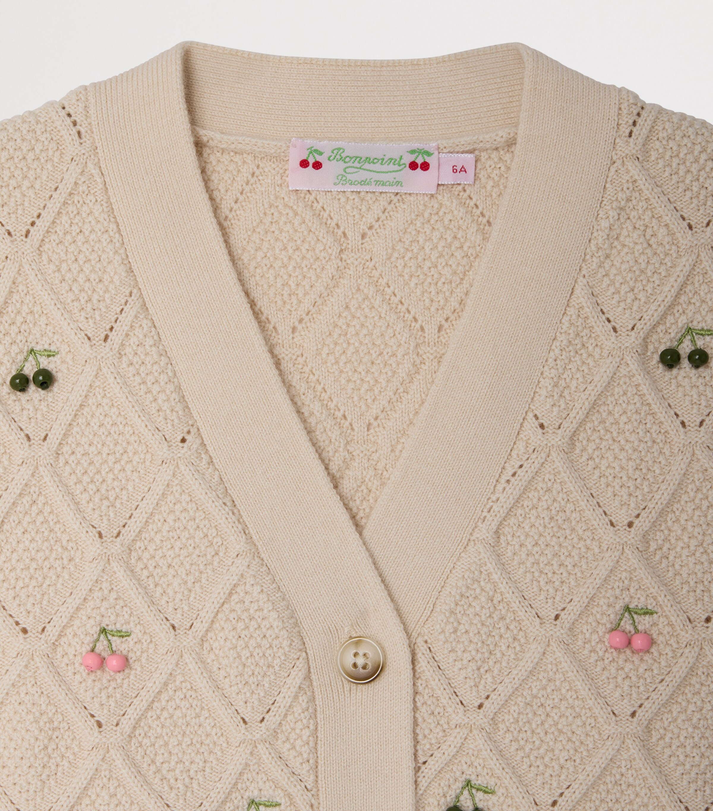 Bonpoint Wool-Cotton Cherry Sweater Vest (10-14 Years) Upb Ecru Image 3
