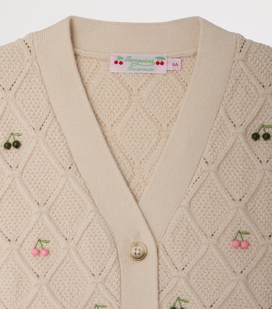 Bonpoint Wool-Cotton Cherry Sweater Vest (10-14 Years) Upb Ecru Image 3