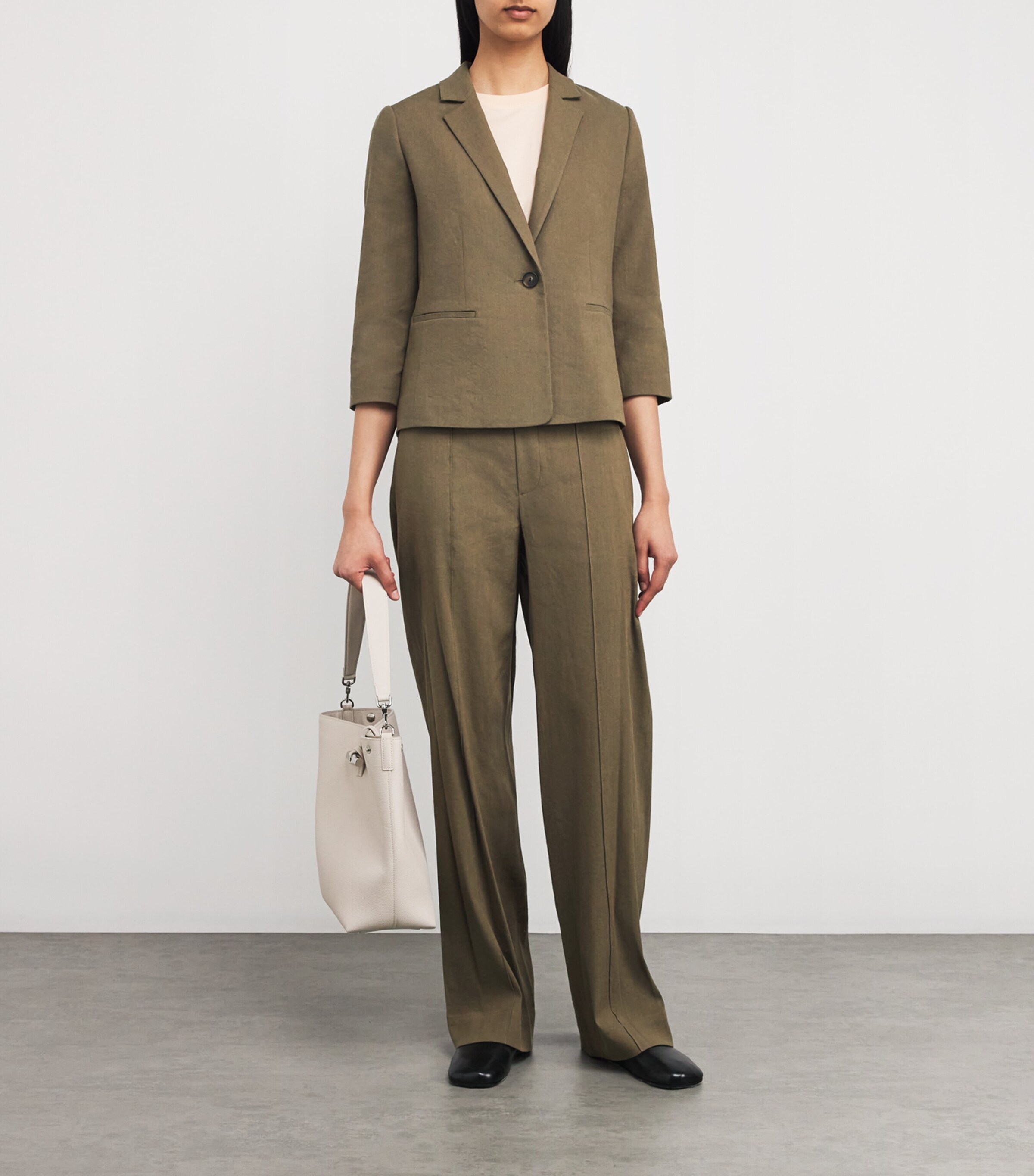 Linen-Blend Shrunken Blazer 309MSS Image 2