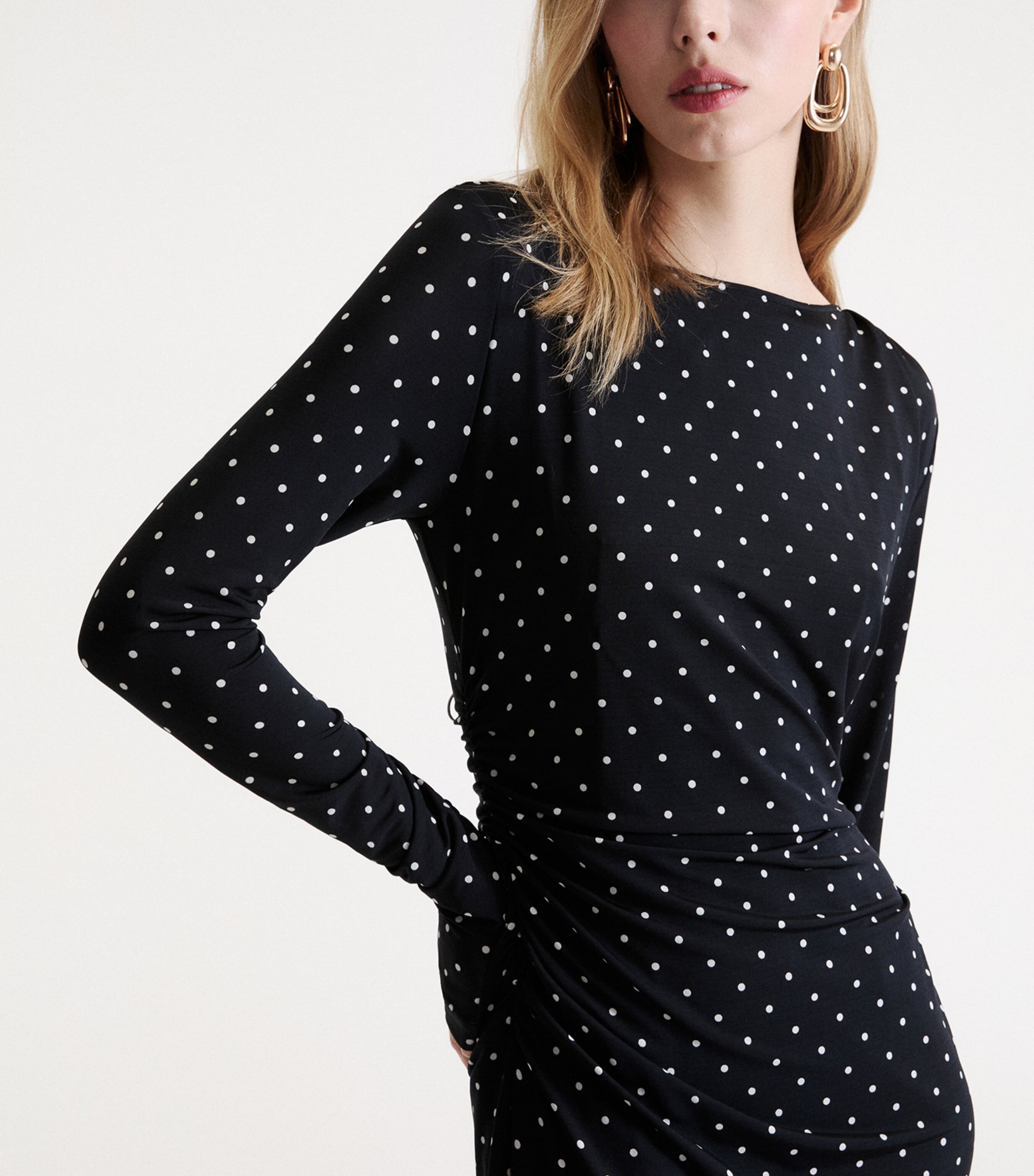 Marella Womens Jersey Polka-Dot Maxi Dress Black Image 5