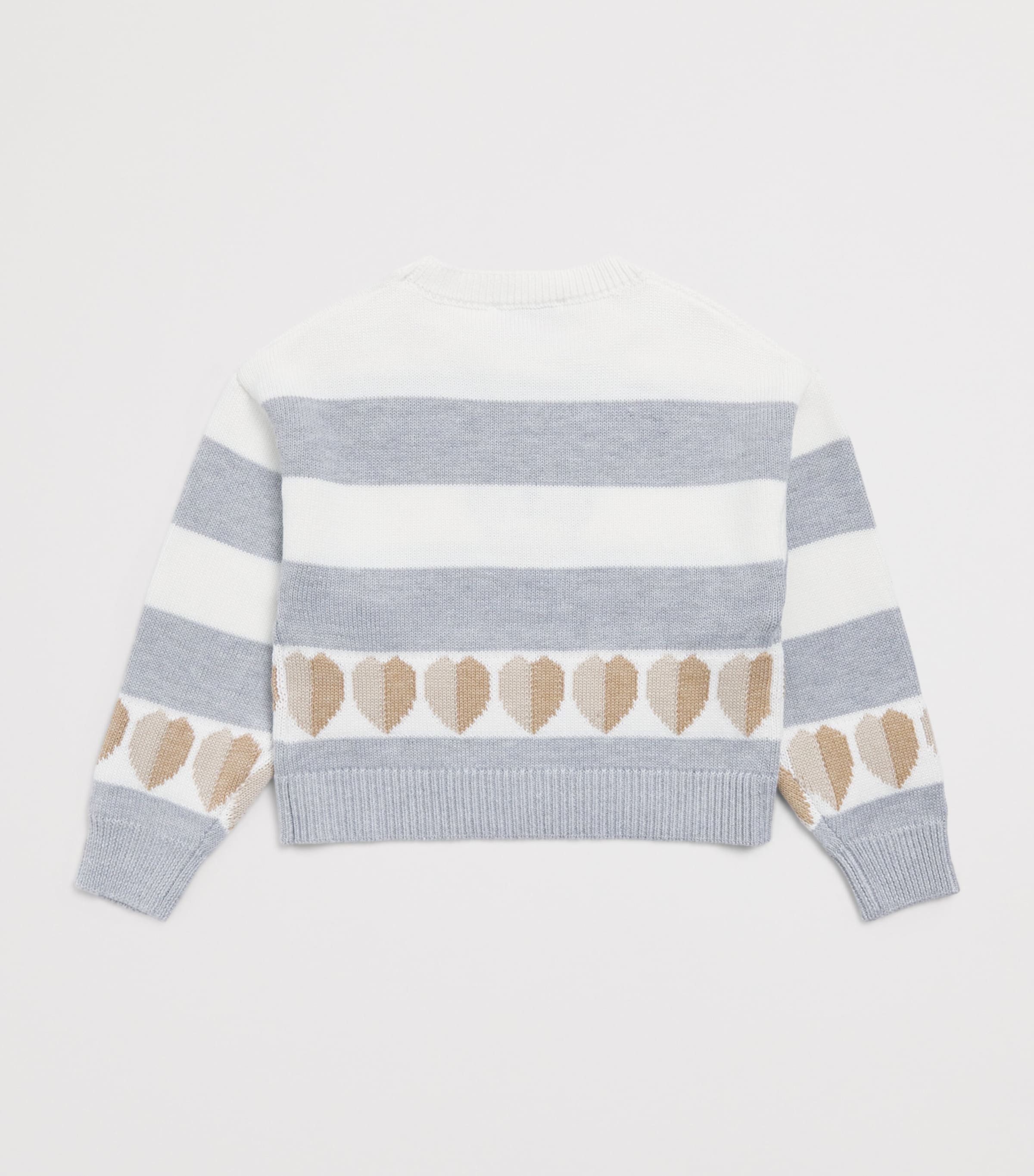 Monnalisa Stripe Teddy Bear Sweater (2-12 Years) Grigio+cammello Image 2