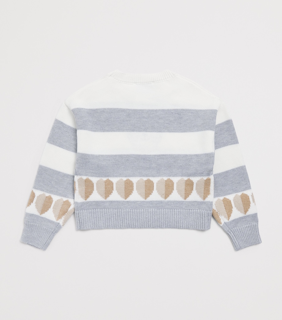 Monnalisa Stripe Teddy Bear Sweater (2-12 Years) Grigio+cammello Image 2