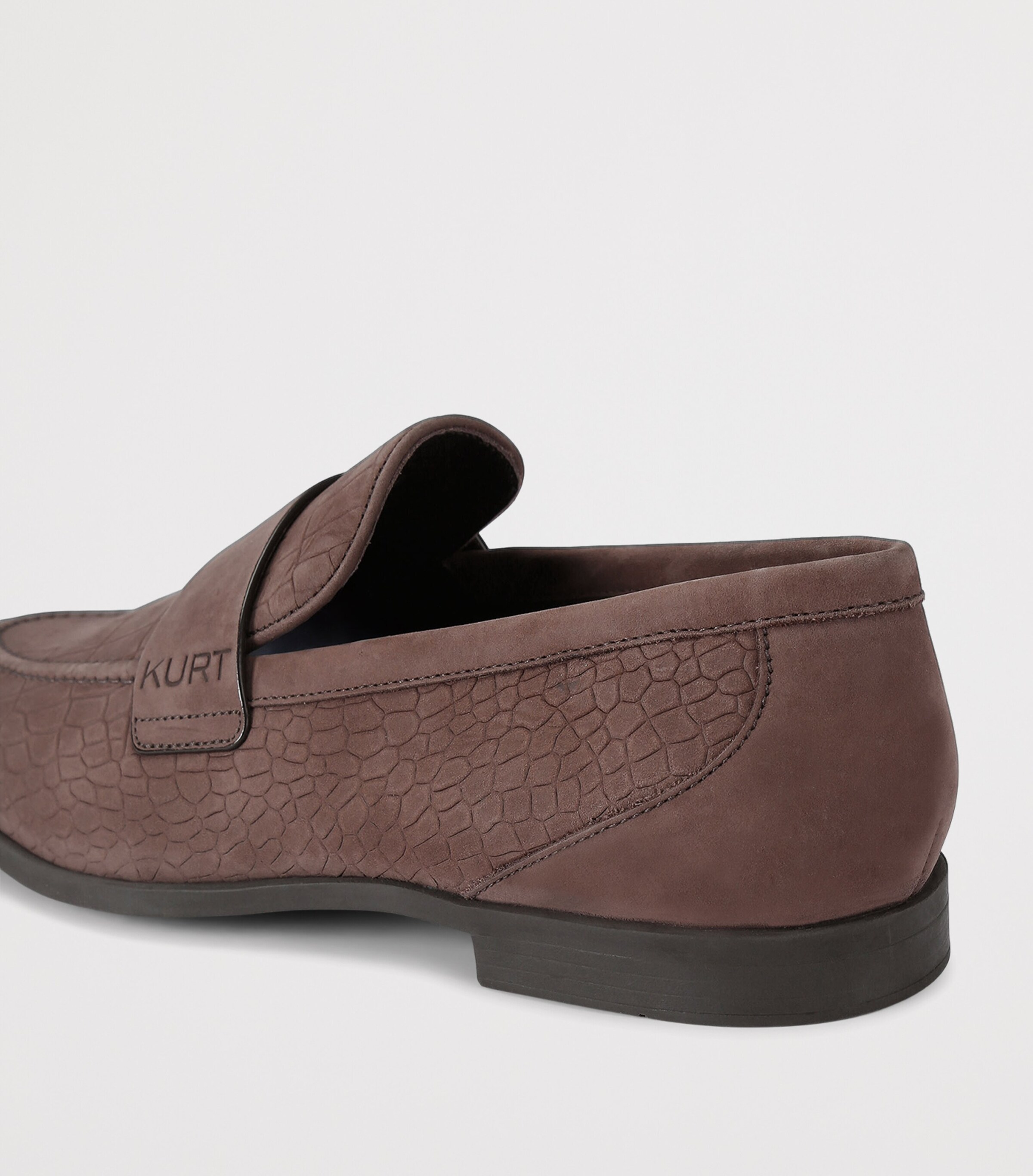 Kurt Geiger London Croc-Embossed Suede Aldgate Flex Loafers Dark Brown Image 3