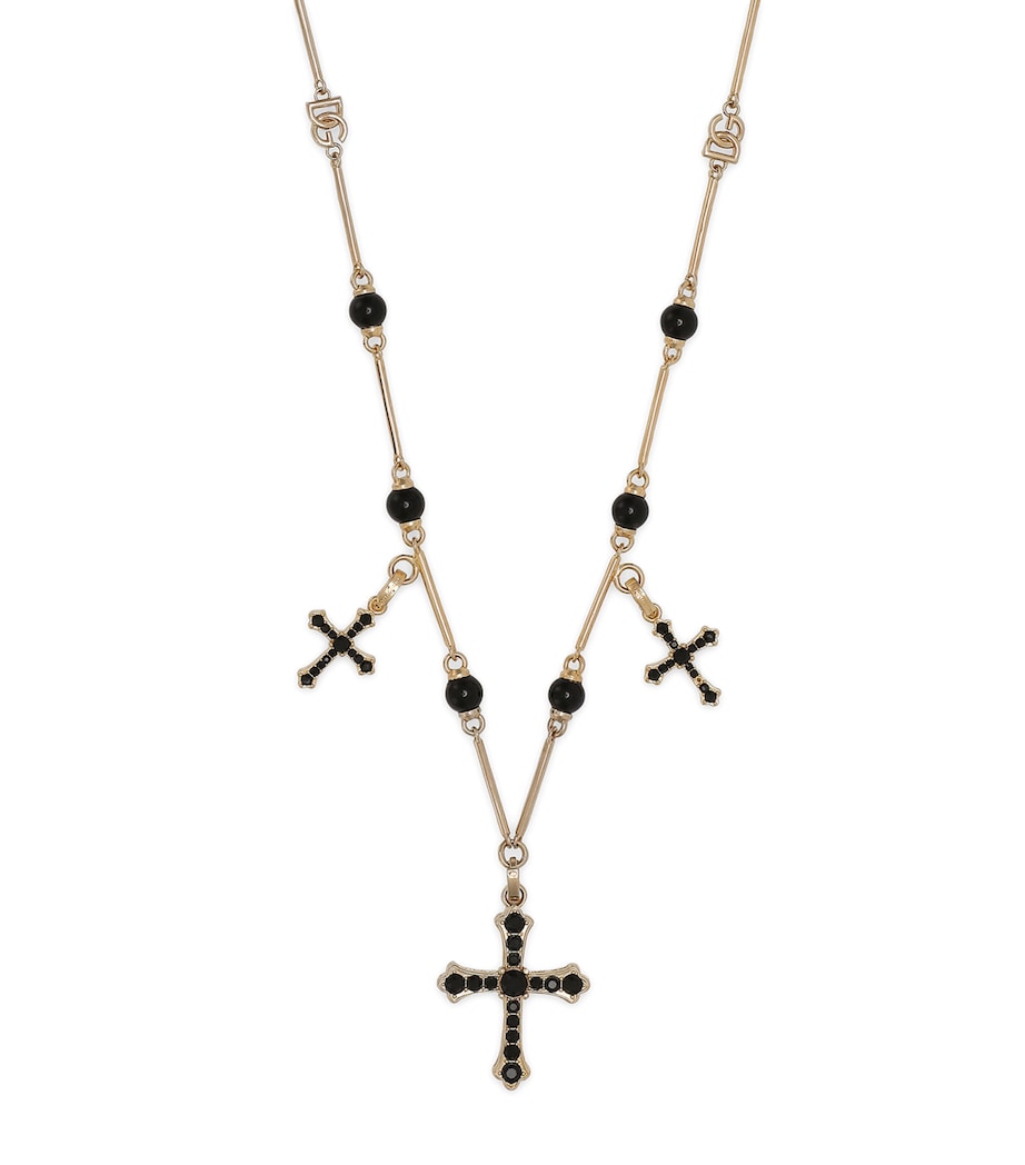 Beaded Cross Necklace ZOO00-GOLD Image 1