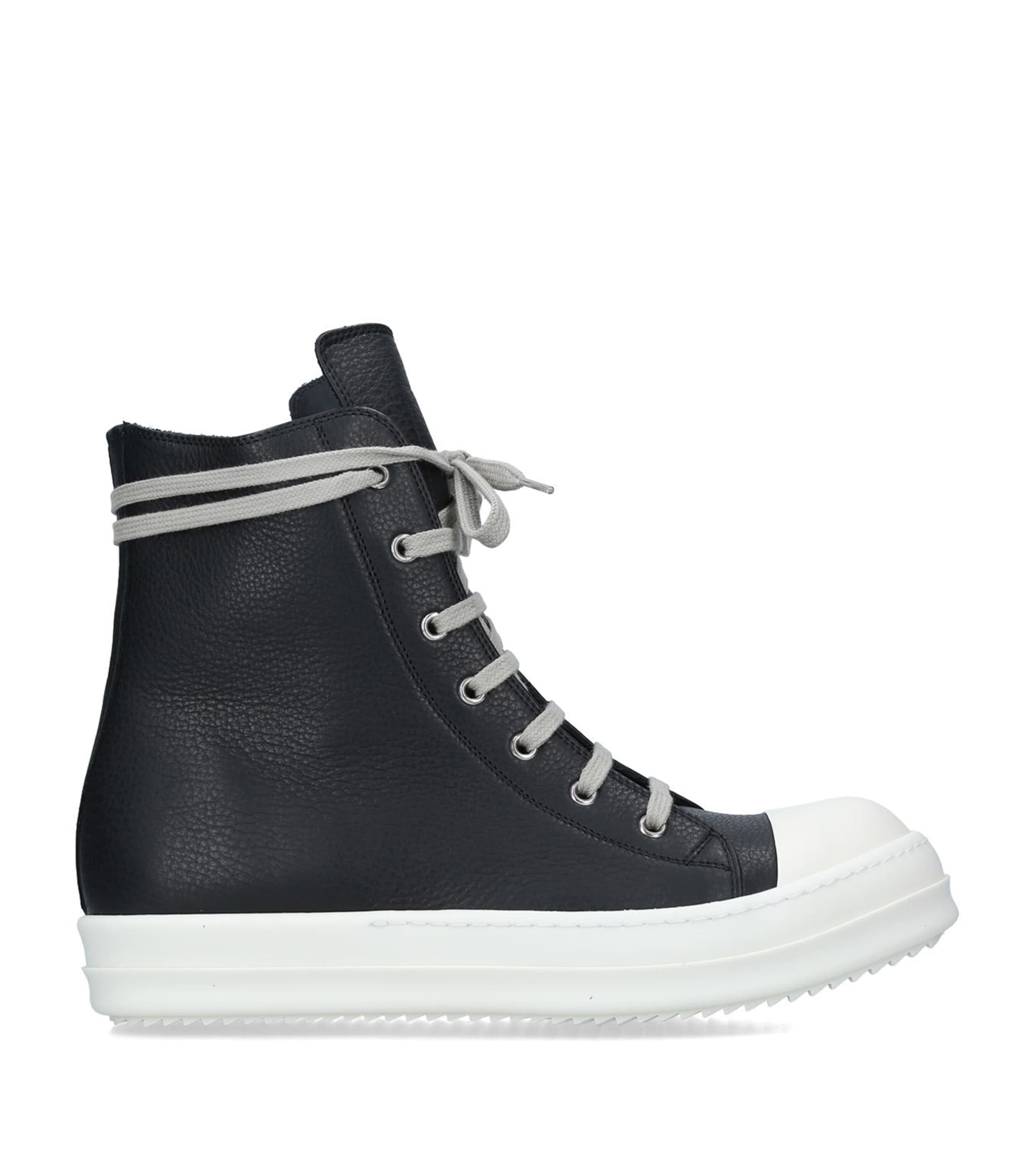 Leather High-Top Sneakers BLK/WHITE Image 3