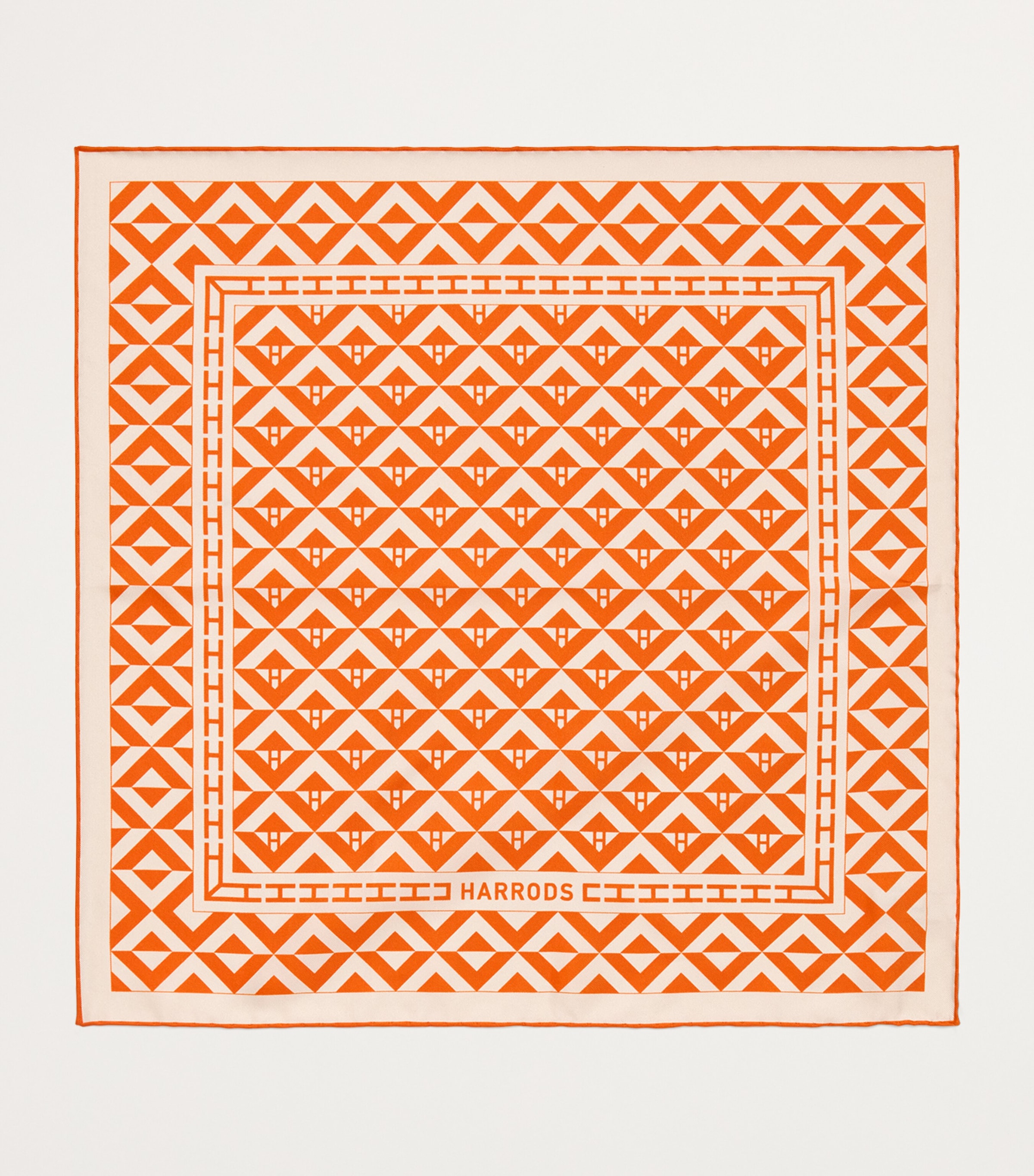 Harrods Silk Geometric Print Scarf Orange Image 3