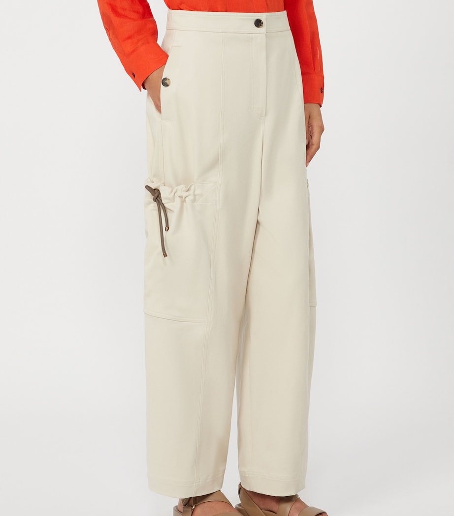 Max Mara Womens Stretch-Cotton Cargo Trousers Beige Image 3