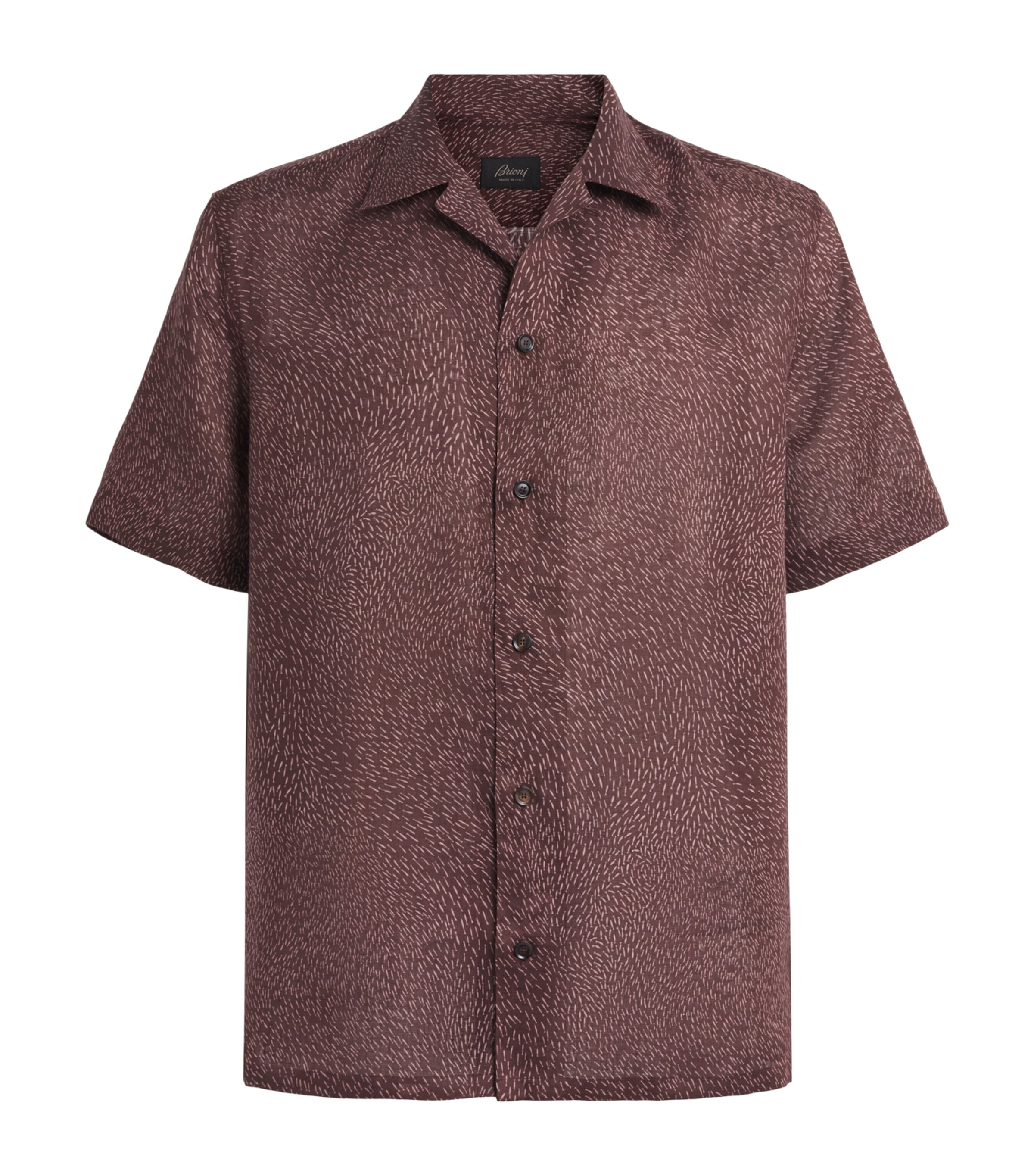Brioni Mens Linen Short-Sleeve Flecked Shirt Image 1