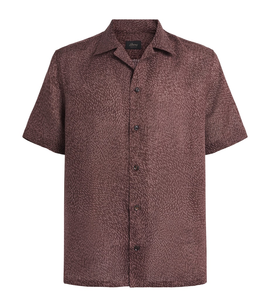 Brioni Mens Linen Short-Sleeve Flecked Shirt Image 1