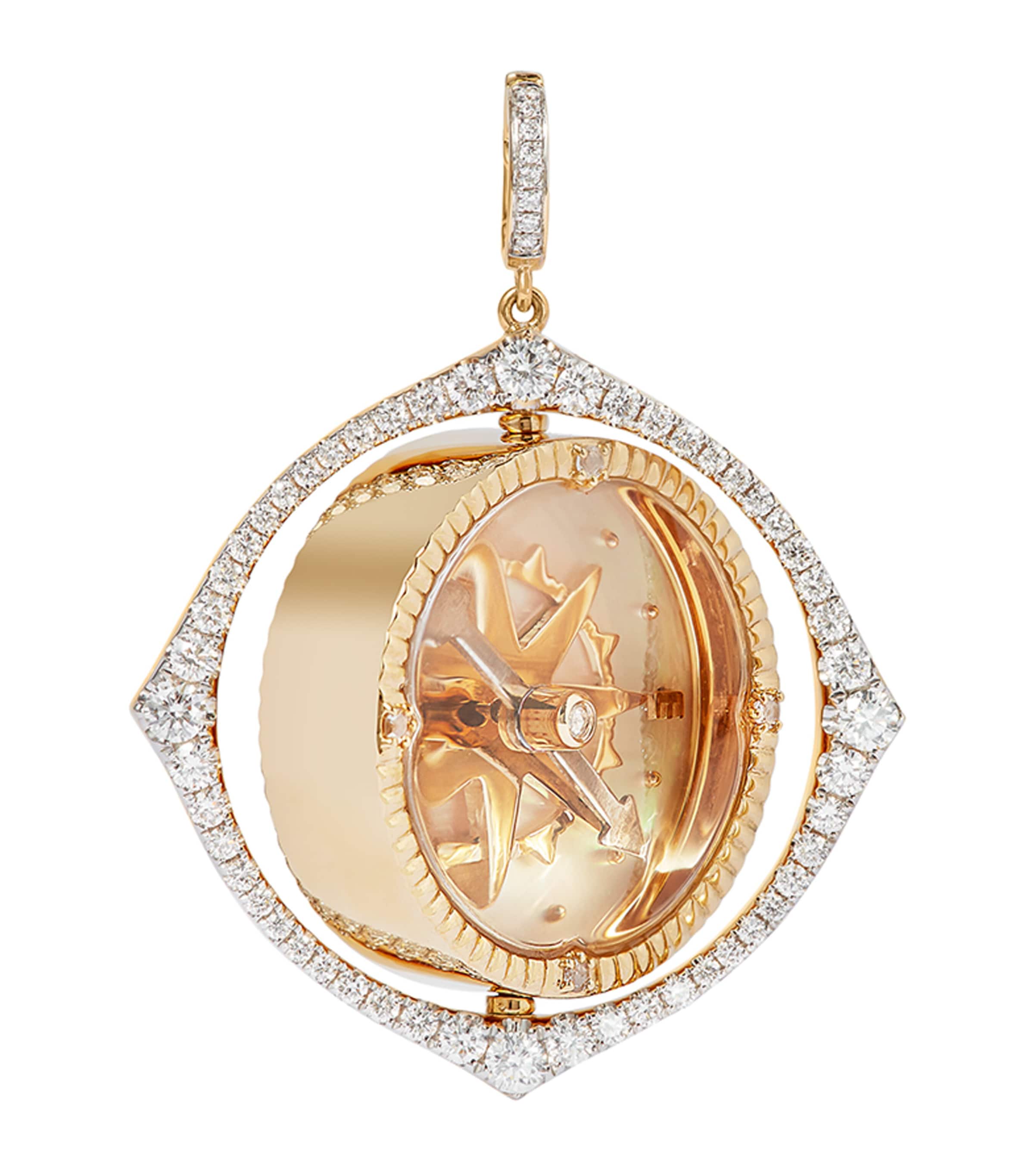 Yellow Gold and Diamond Mythology Spinning Compass Pendant YELLOW GOLD Image 2