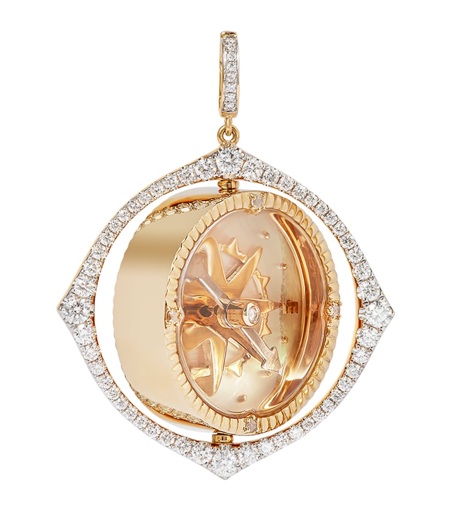 Yellow Gold and Diamond Mythology Spinning Compass Pendant YELLOW GOLD Image 2