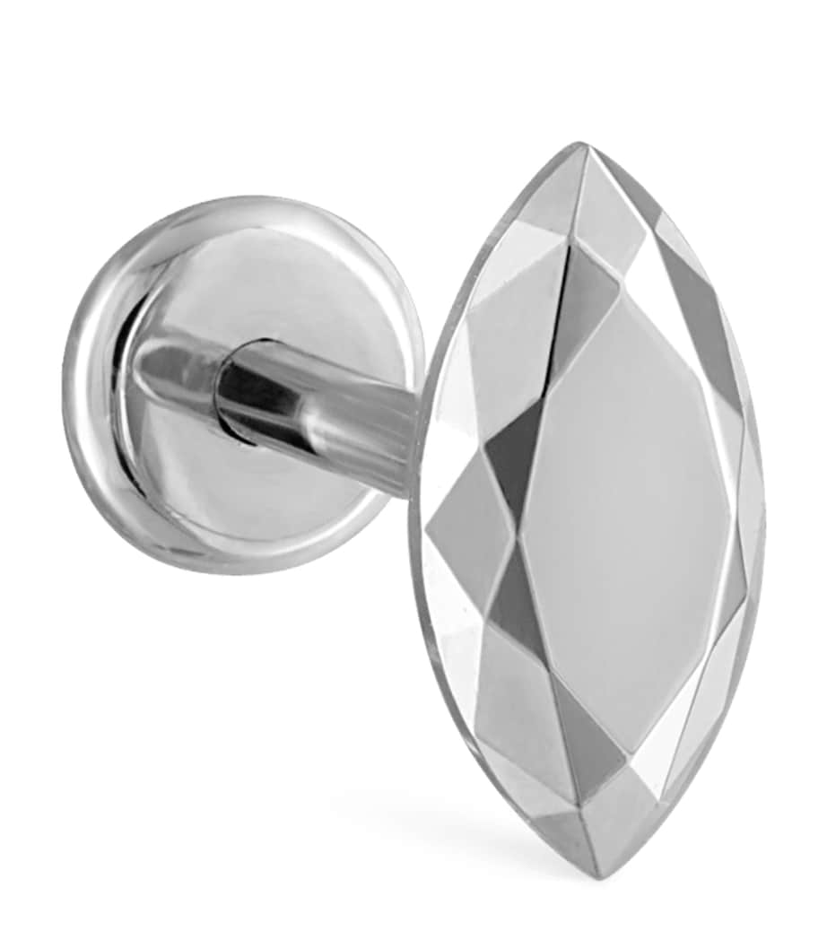 Faceted Marquise Threaded Stud Single Earring (6.5mm) WHITE GOLD Image 1