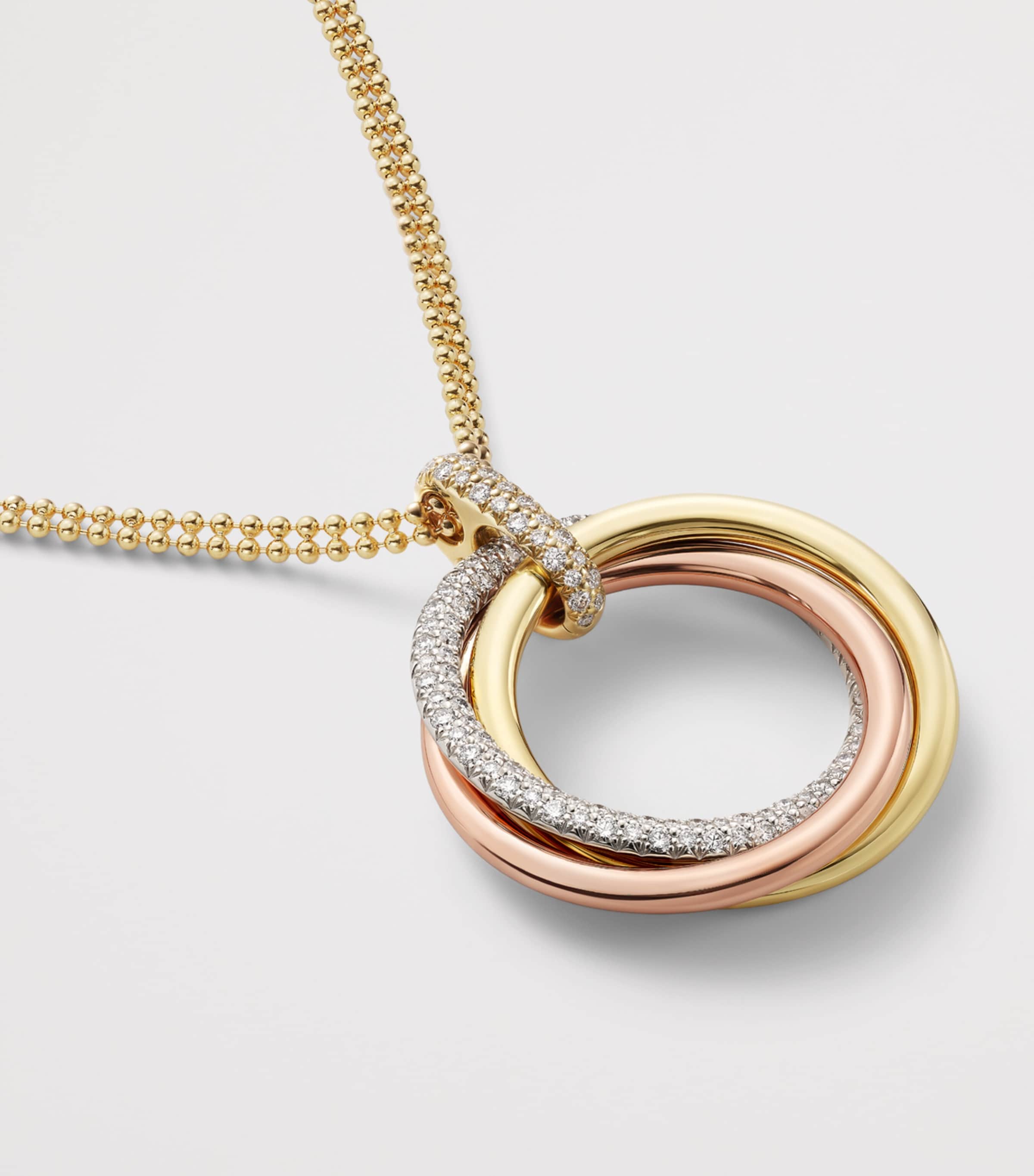 Cartier Large White, Rose, Yellow Gold and Diamond Trinity Necklace Mixed Gold Image 5
