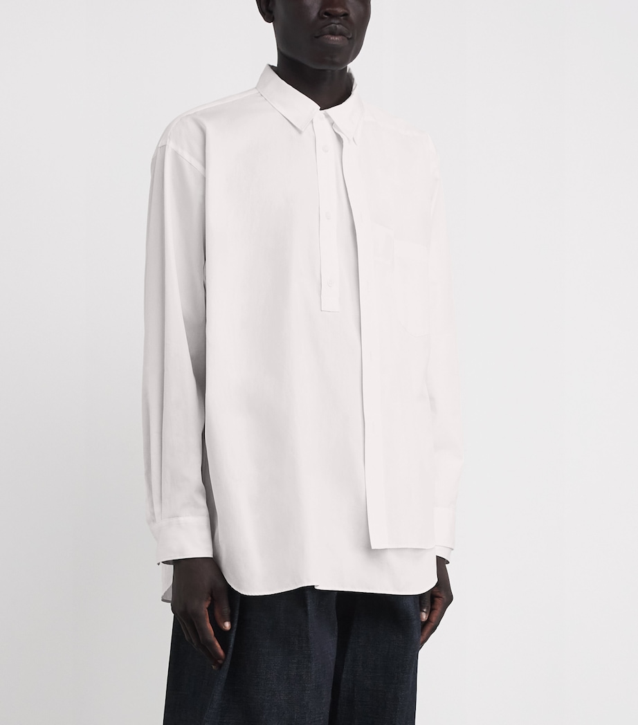 Cotton Panel-Overlay Shirt WHITE Image 3
