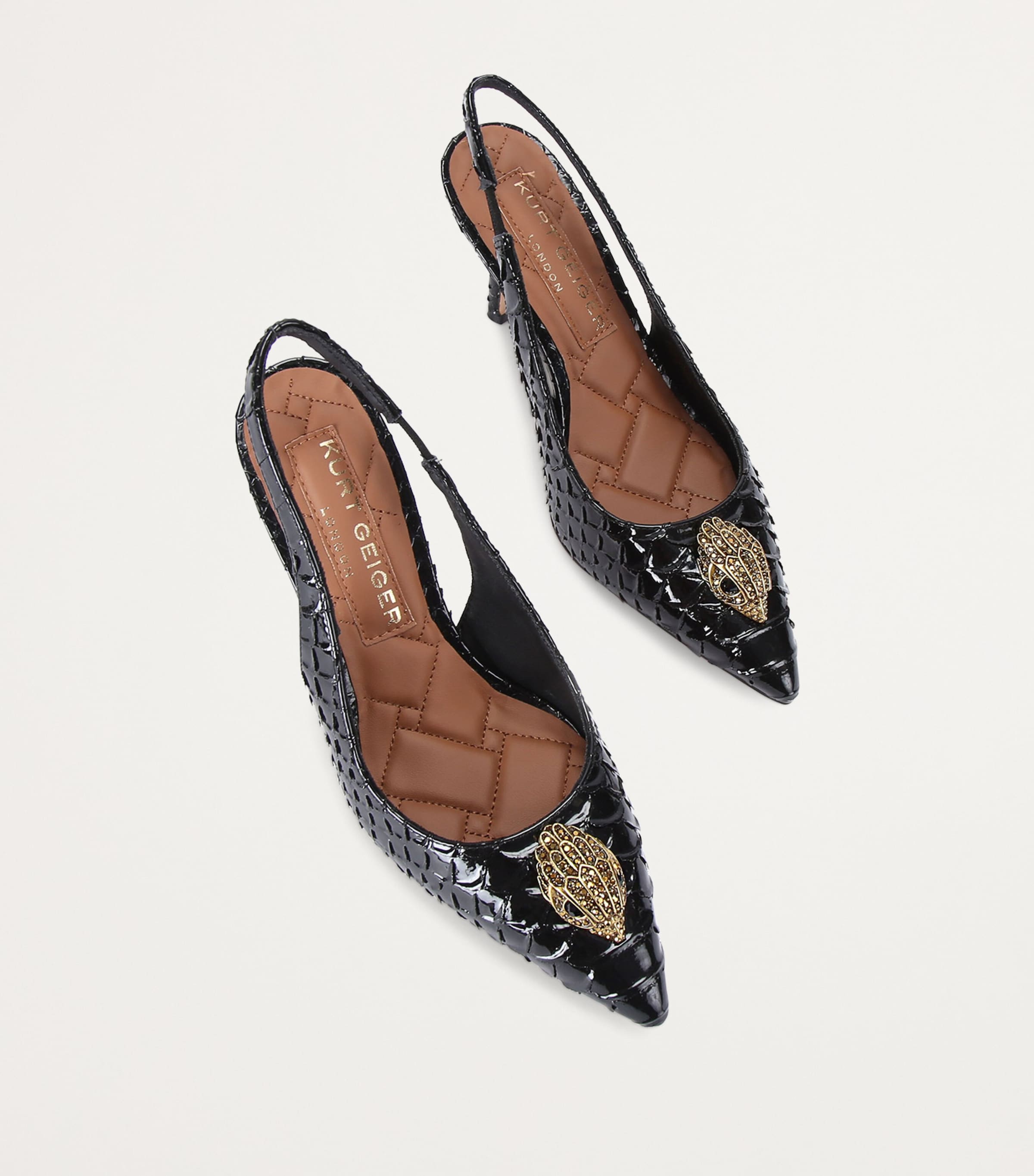 Kurt Geiger London Snake-Effect Belgravia Slingback Pumps Blk/other Image 3