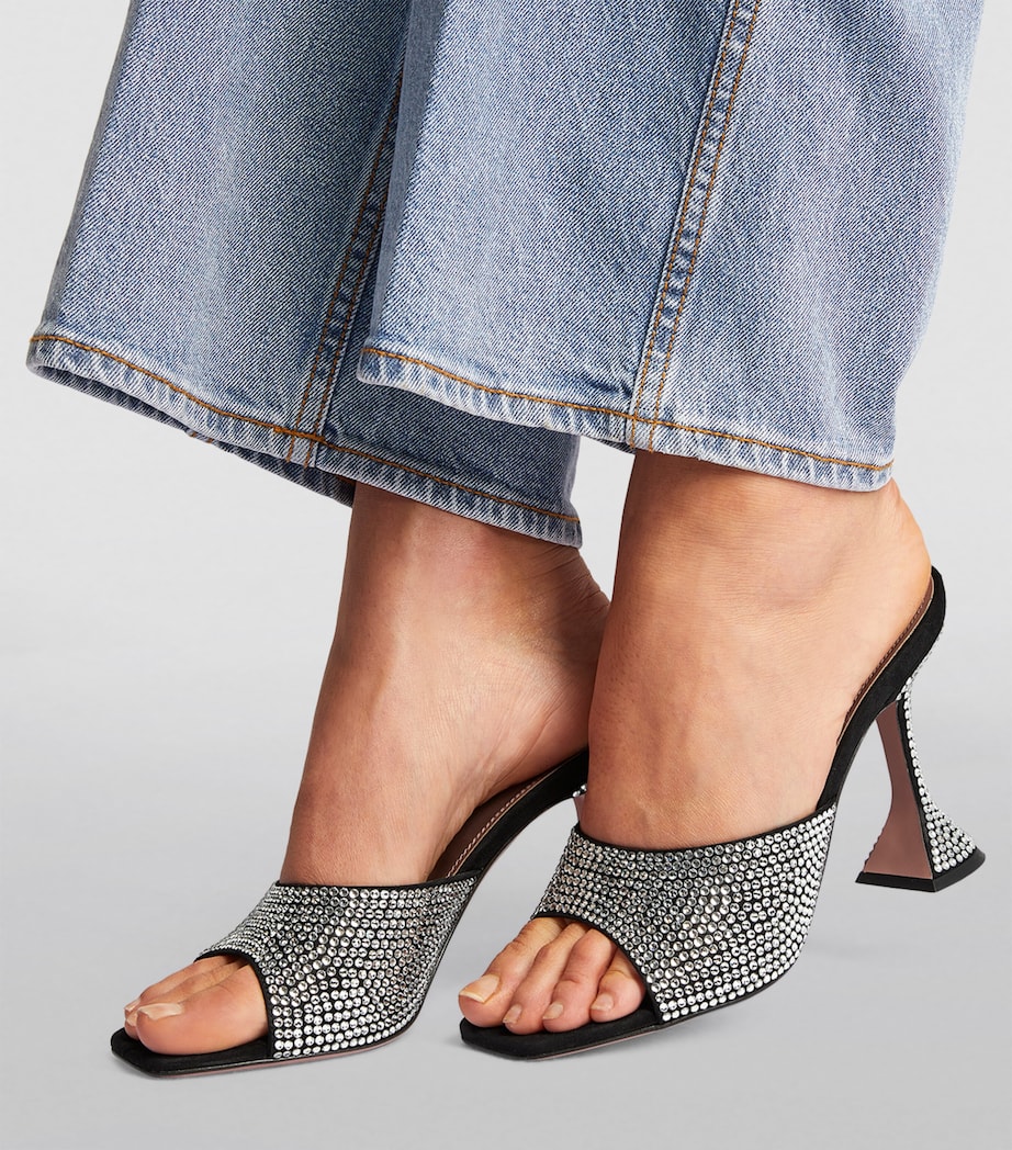 Embellished Leather Lupita Heeled Mules 95 BLACK Image 2