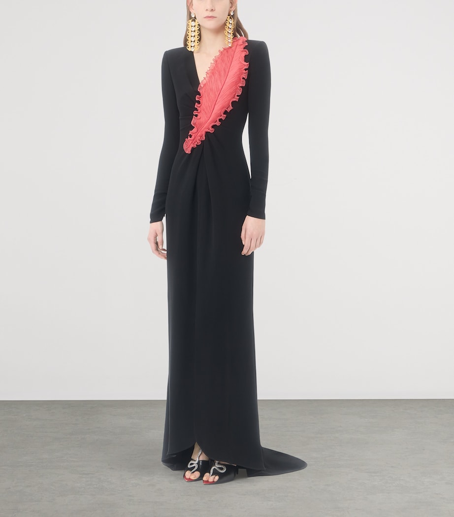 Valentino Womens Silk Cady Feather Gown Image 5