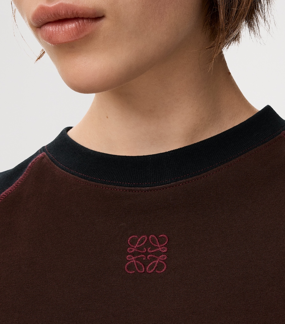 Cotton-Blend Slim T-Shirt BLACK/BURGUNDY Image 5