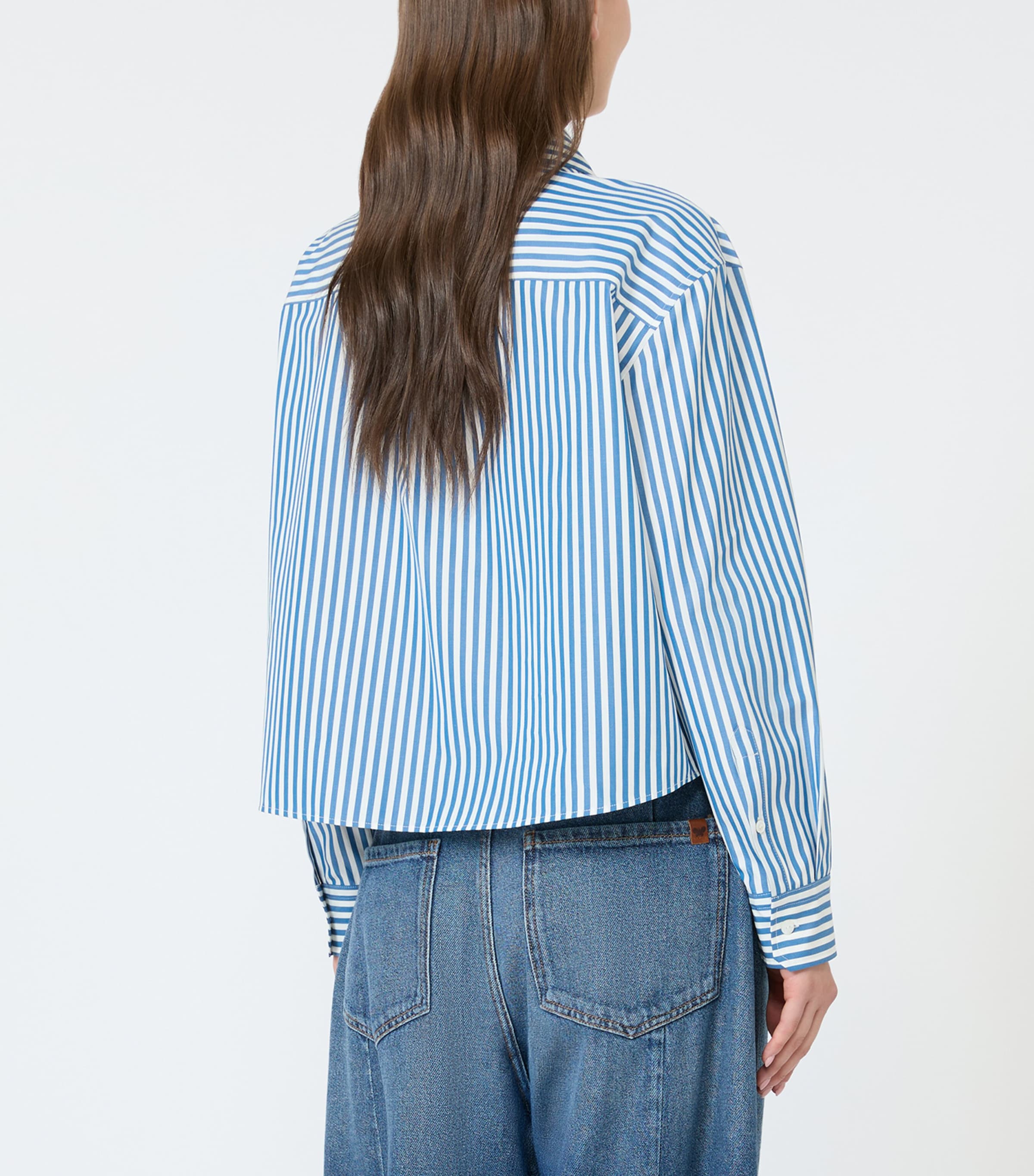 Weekend Max Mara Womens Stripe Cropped Shirt Cornflower Blue Image 4