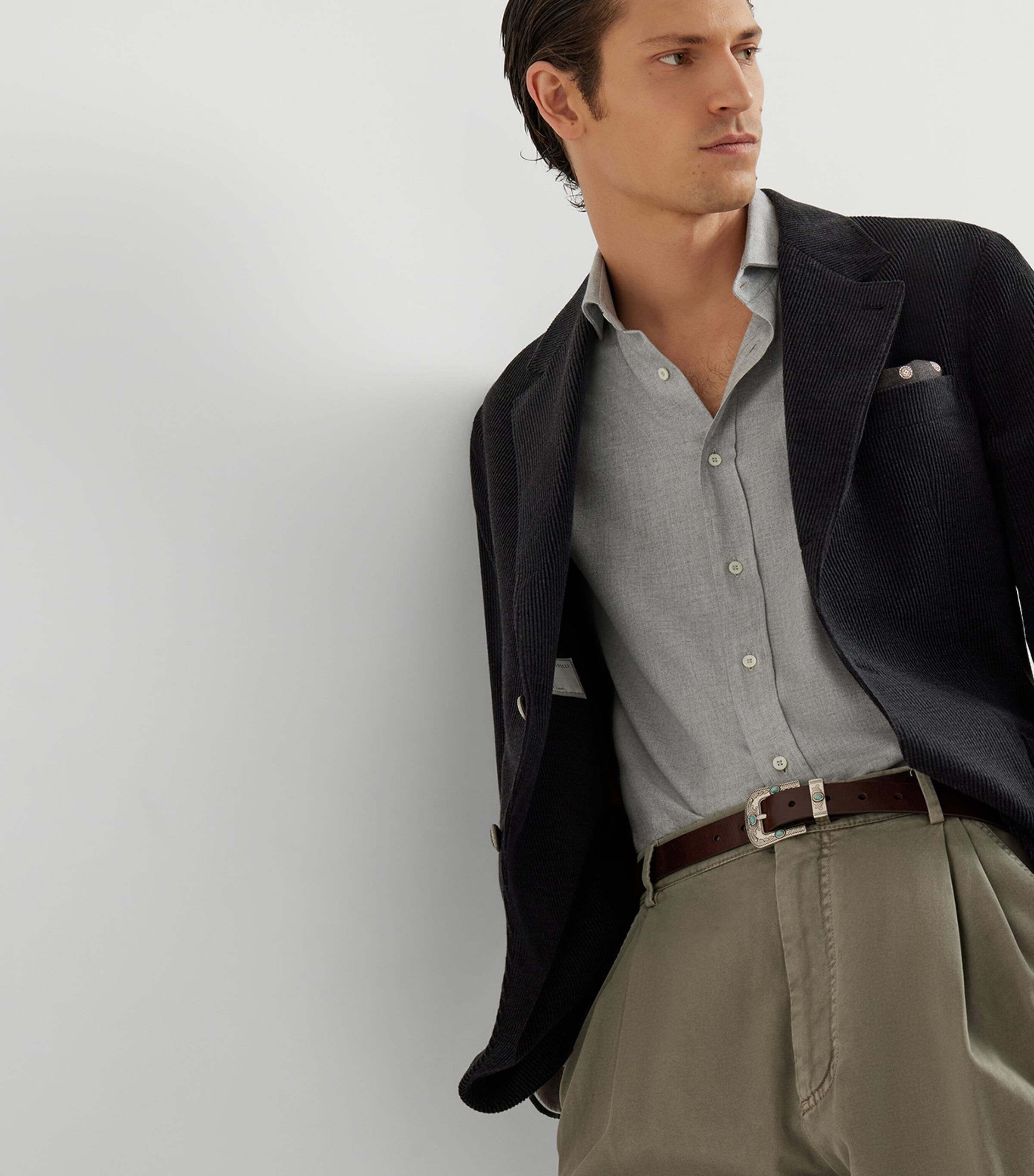 Cotton-Blend Chevron Flannel Shirt C045 Image 5