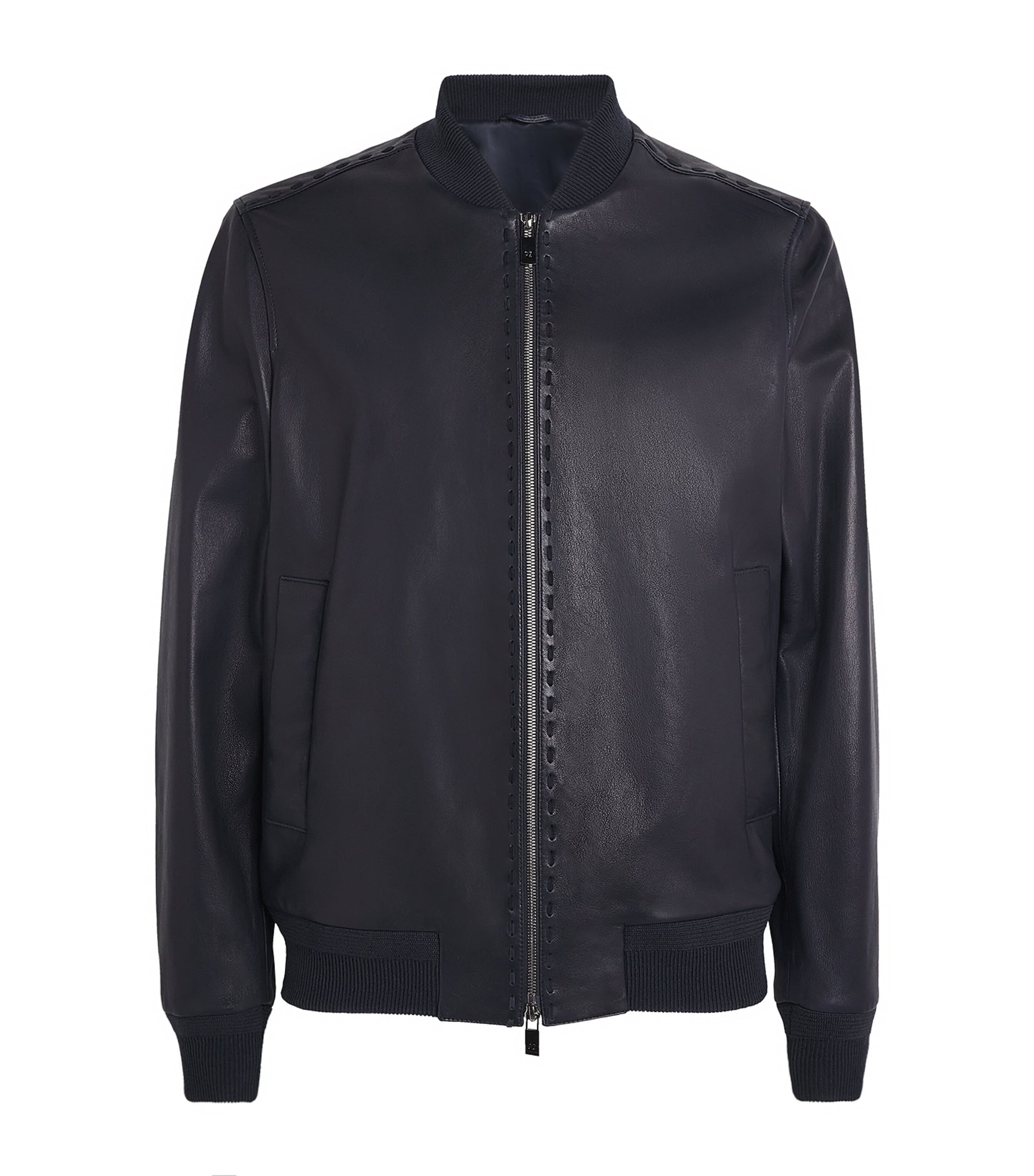 Leather Bomber Jacket 01 BLUE NAVY Image 1