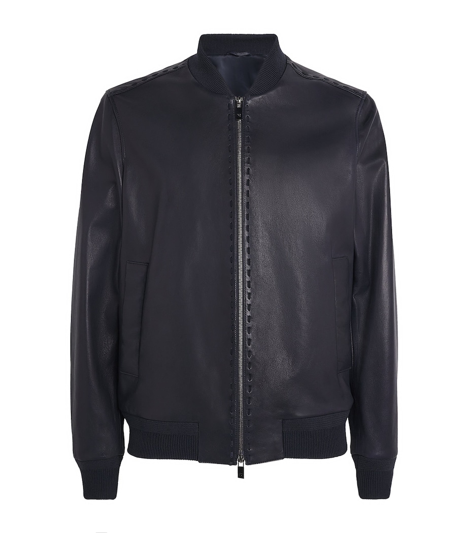 Leather Bomber Jacket 01 BLUE NAVY Image 1