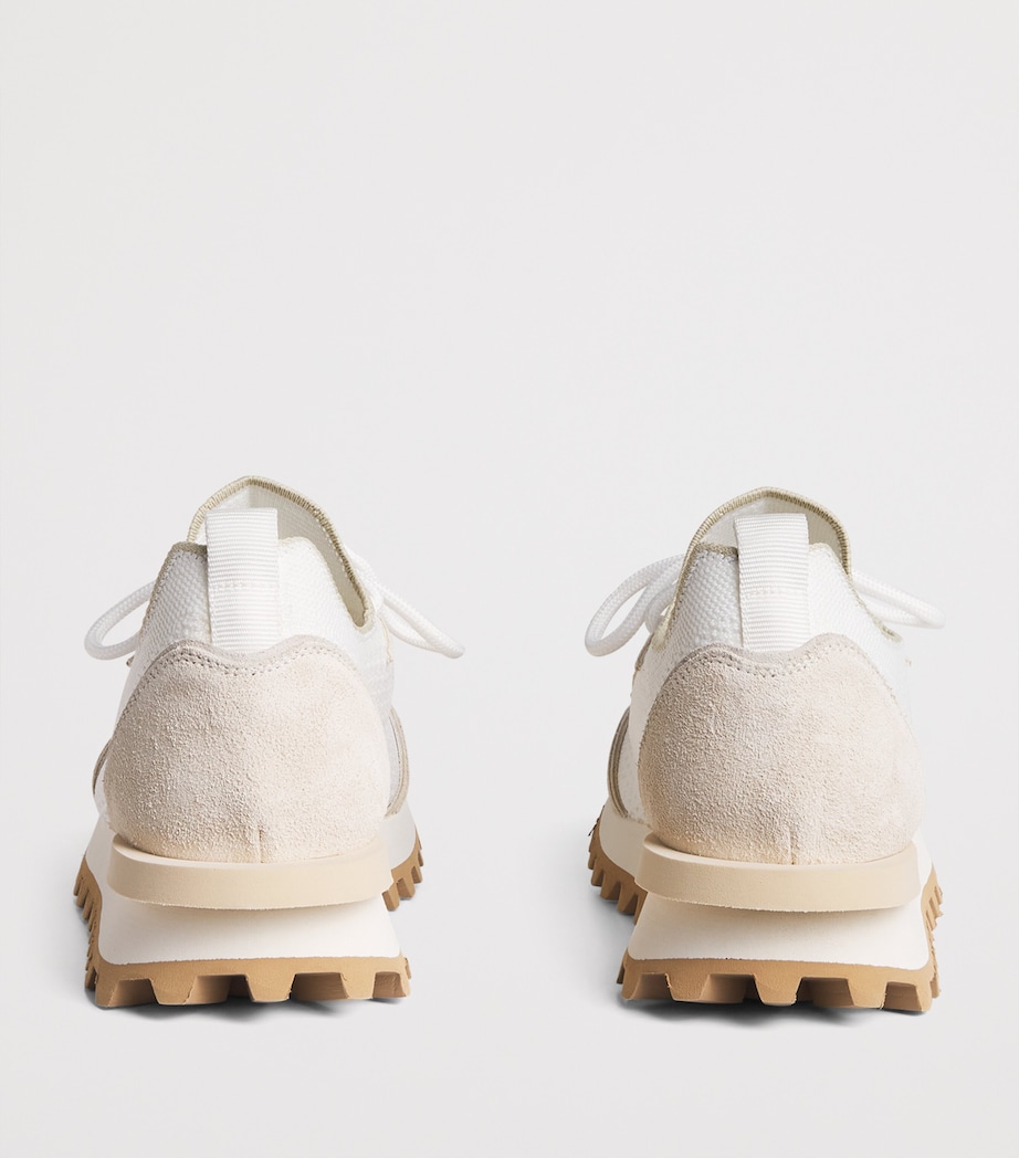 Suede-Trim Low-Top Sneakers BIANCO Image 4