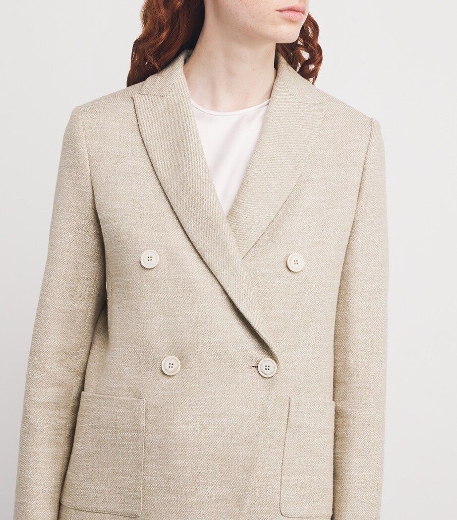 Eleventy Womens Cotton-Blend Double-Breasted Blazer Sabbia Image 6