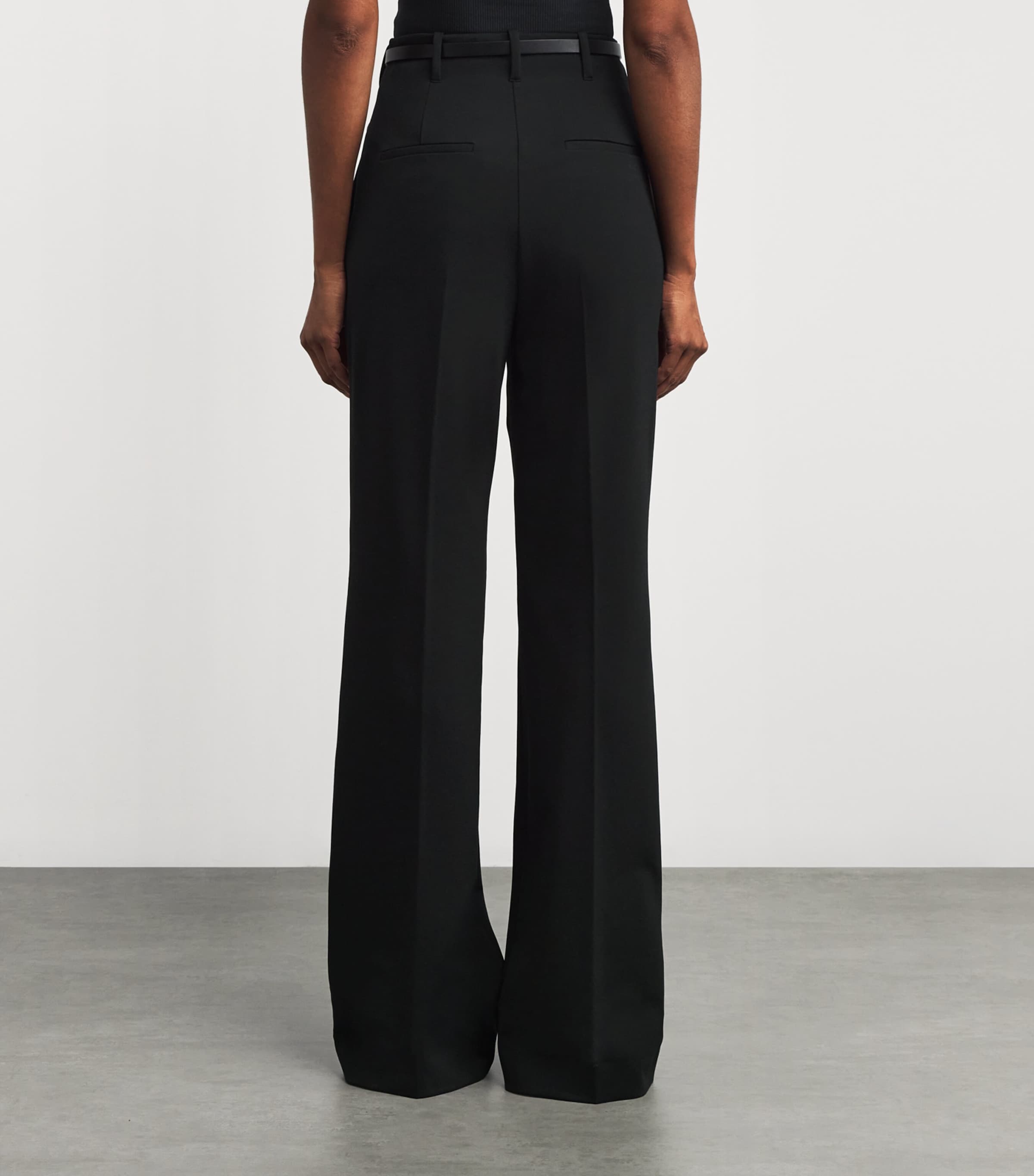 Belted Flared Trousers 001 BLACK Image 4
