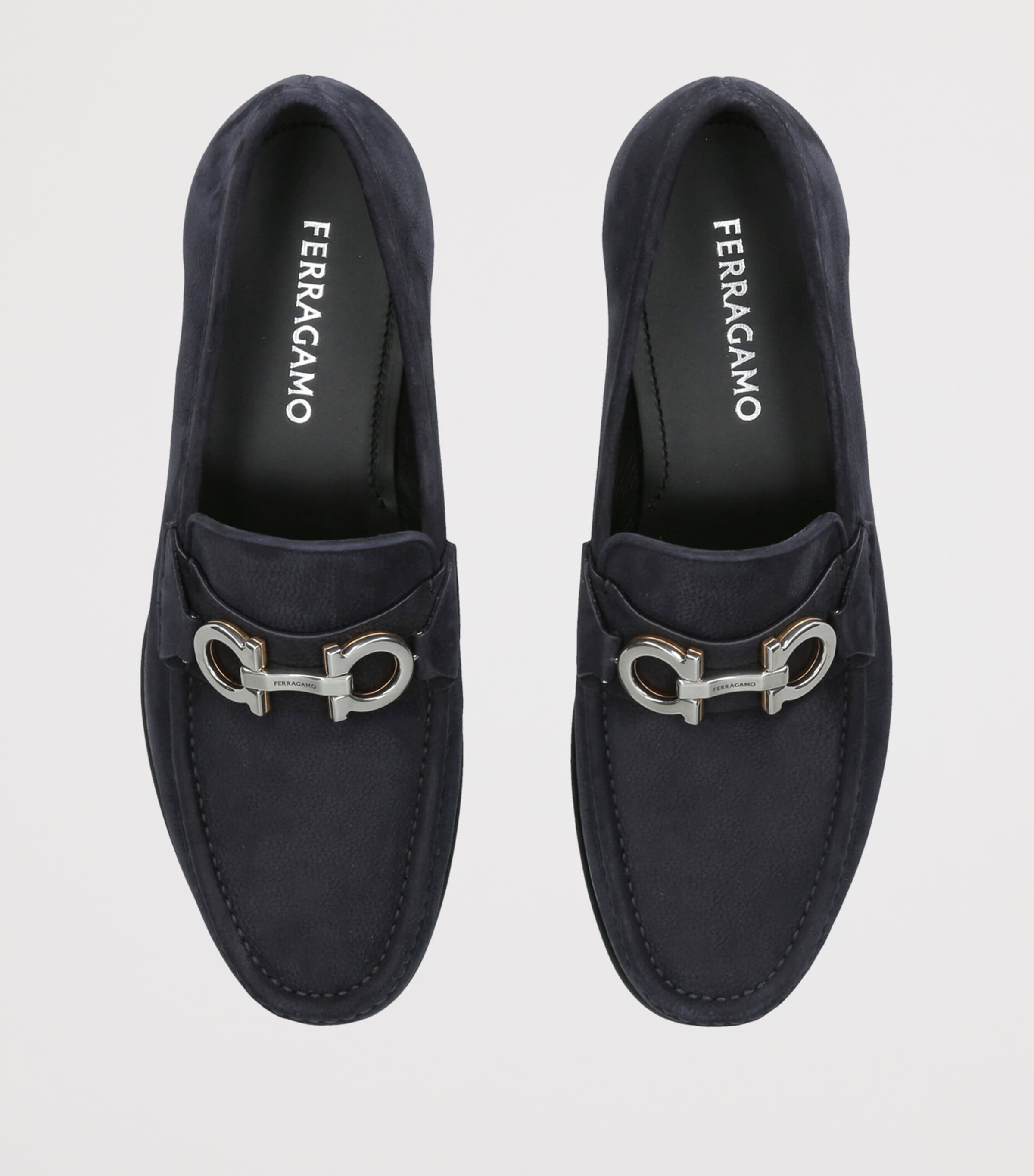 Salvatore Ferragamo Nubuck Gancini Loafers Navy Image 3