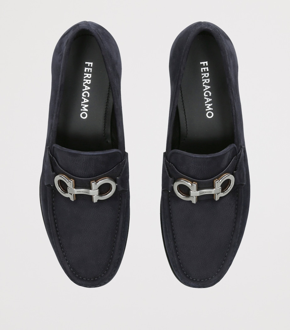 Salvatore Ferragamo Nubuck Gancini Loafers Navy Image 3
