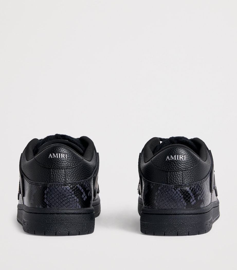 AMIRI Leather Python-Print Skel Top Low Sneakers Black Image 5
