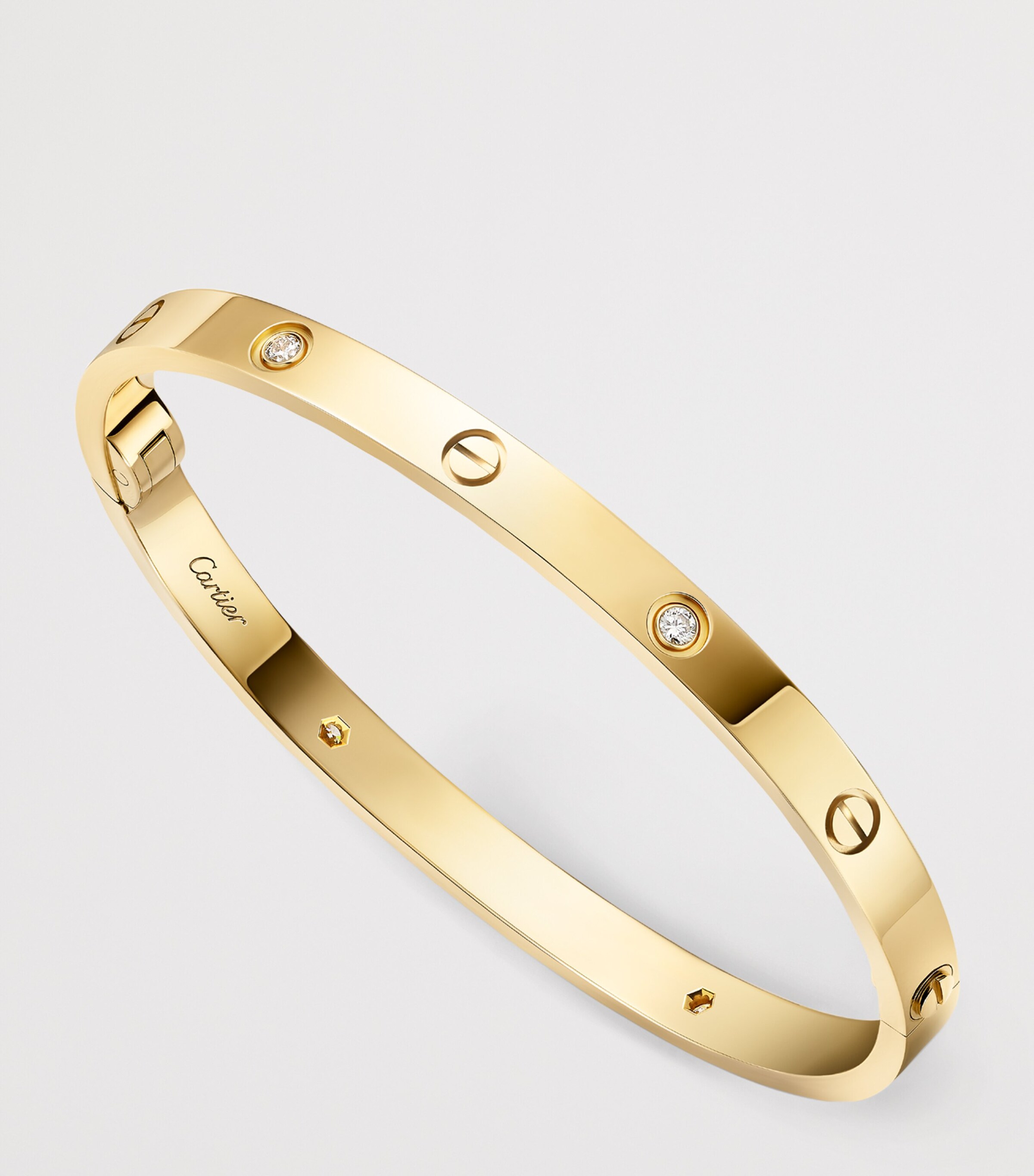 Medium Yellow Gold and Diamond LOVE Bracelet YELLOW GOLD Image 8