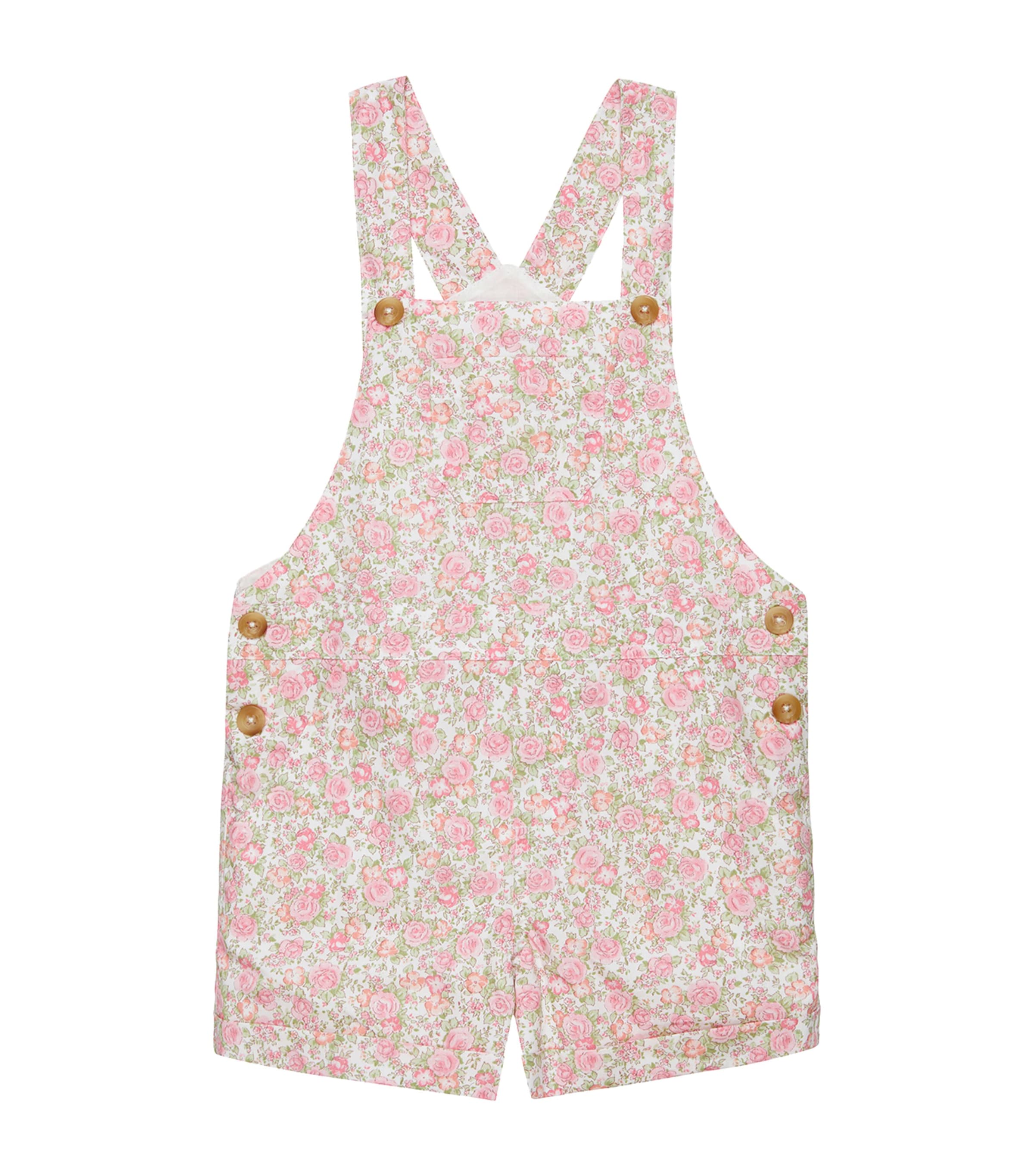 Trotters Cotton Floral Marnie Dungarees In Pink