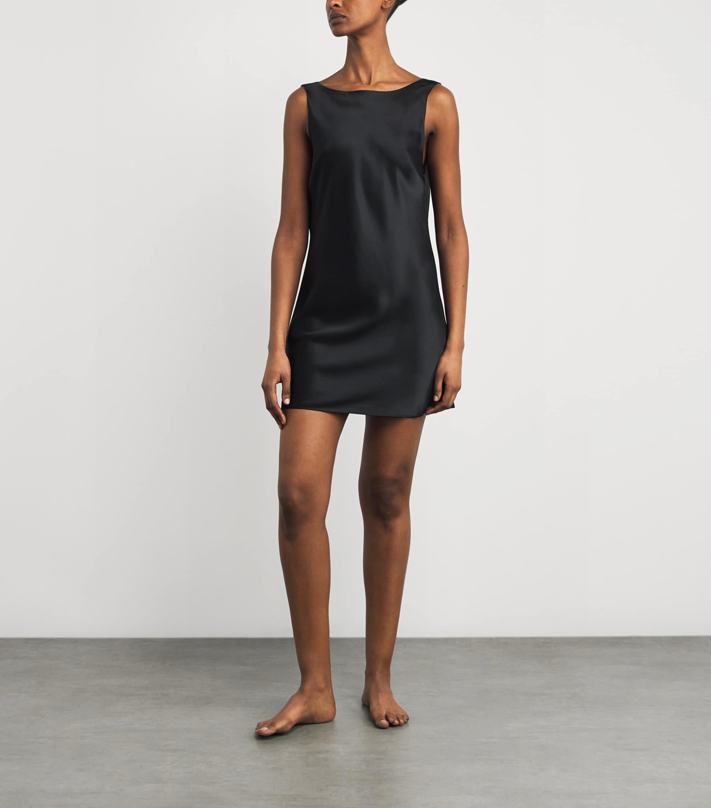 Silk Welcome Back Mini Dress BLACK 001 Image 2
