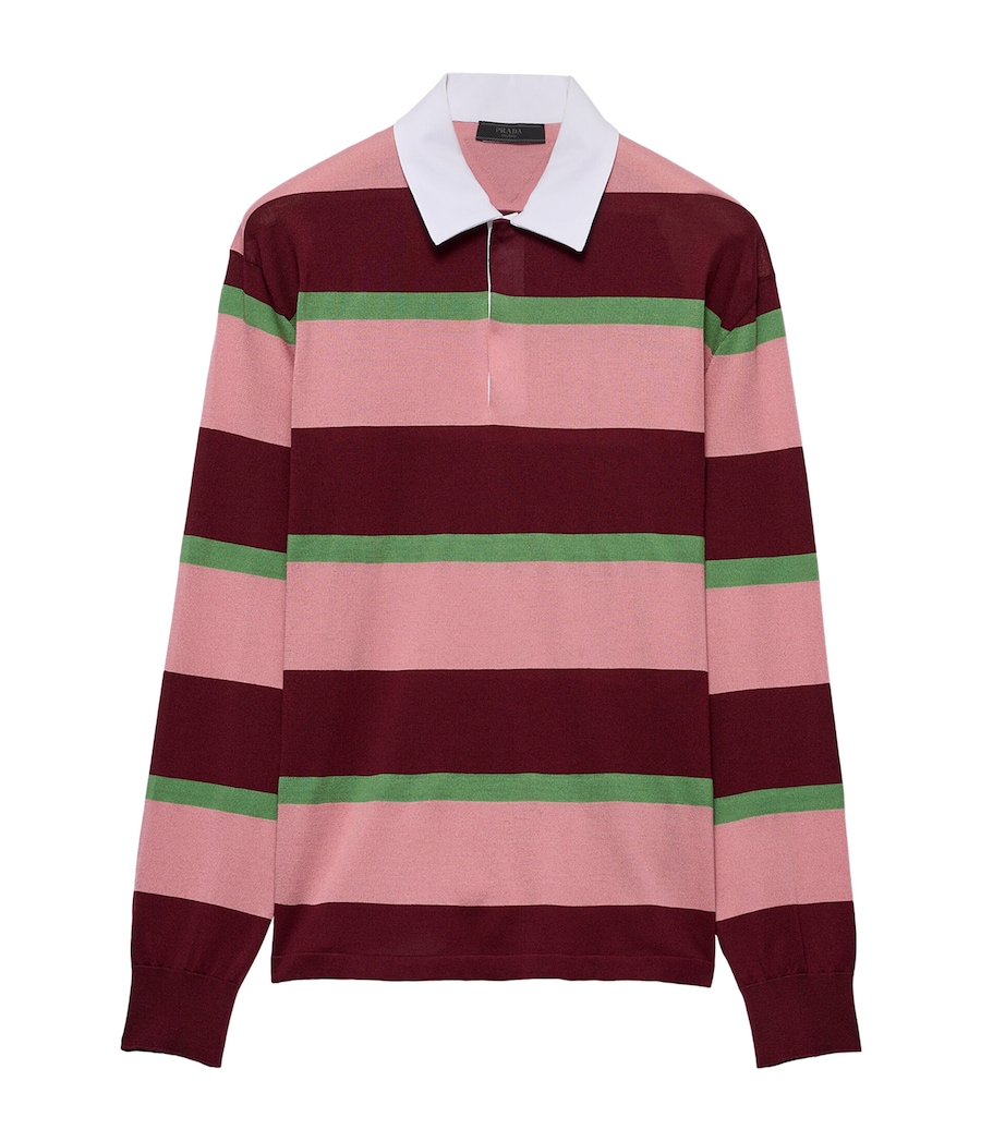 Cotton-Silk Striped Polo Shirt F0007 Image 1