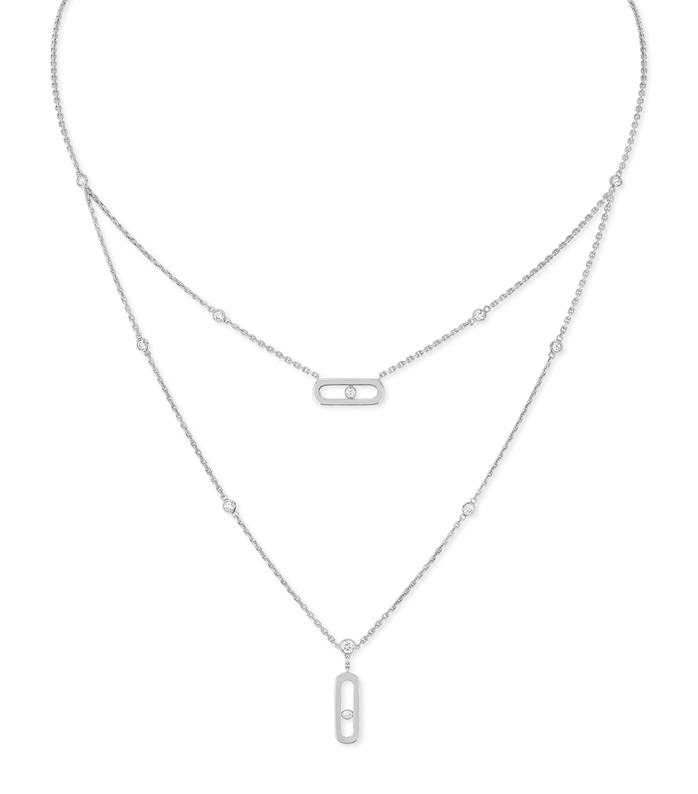 White Gold and Diamond Move Uno Necklace WHITE GOLD Image 1
