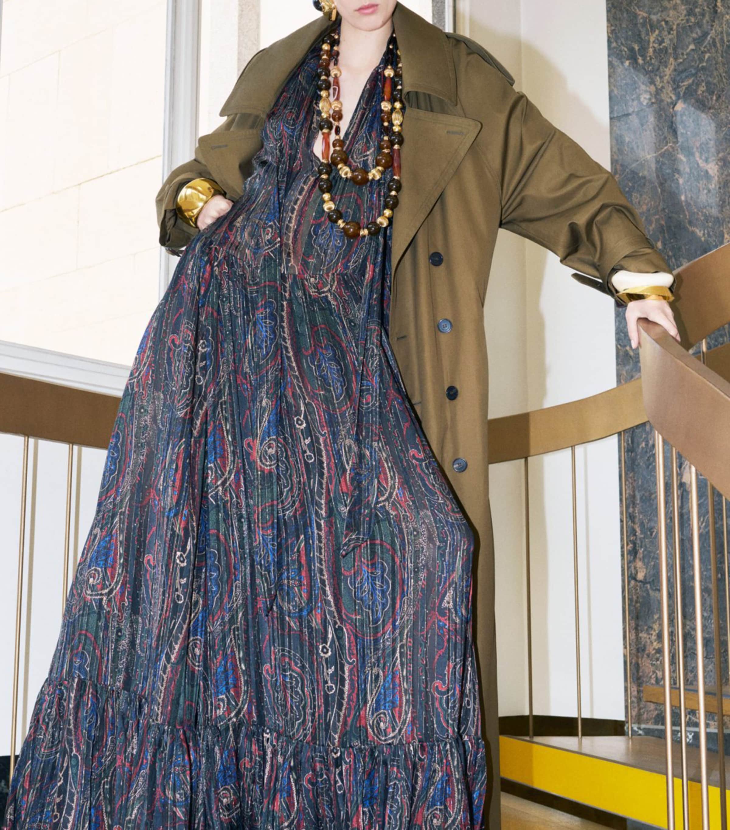 Saint Laurent Womens Silk-Blend Maxi Dress Image 3