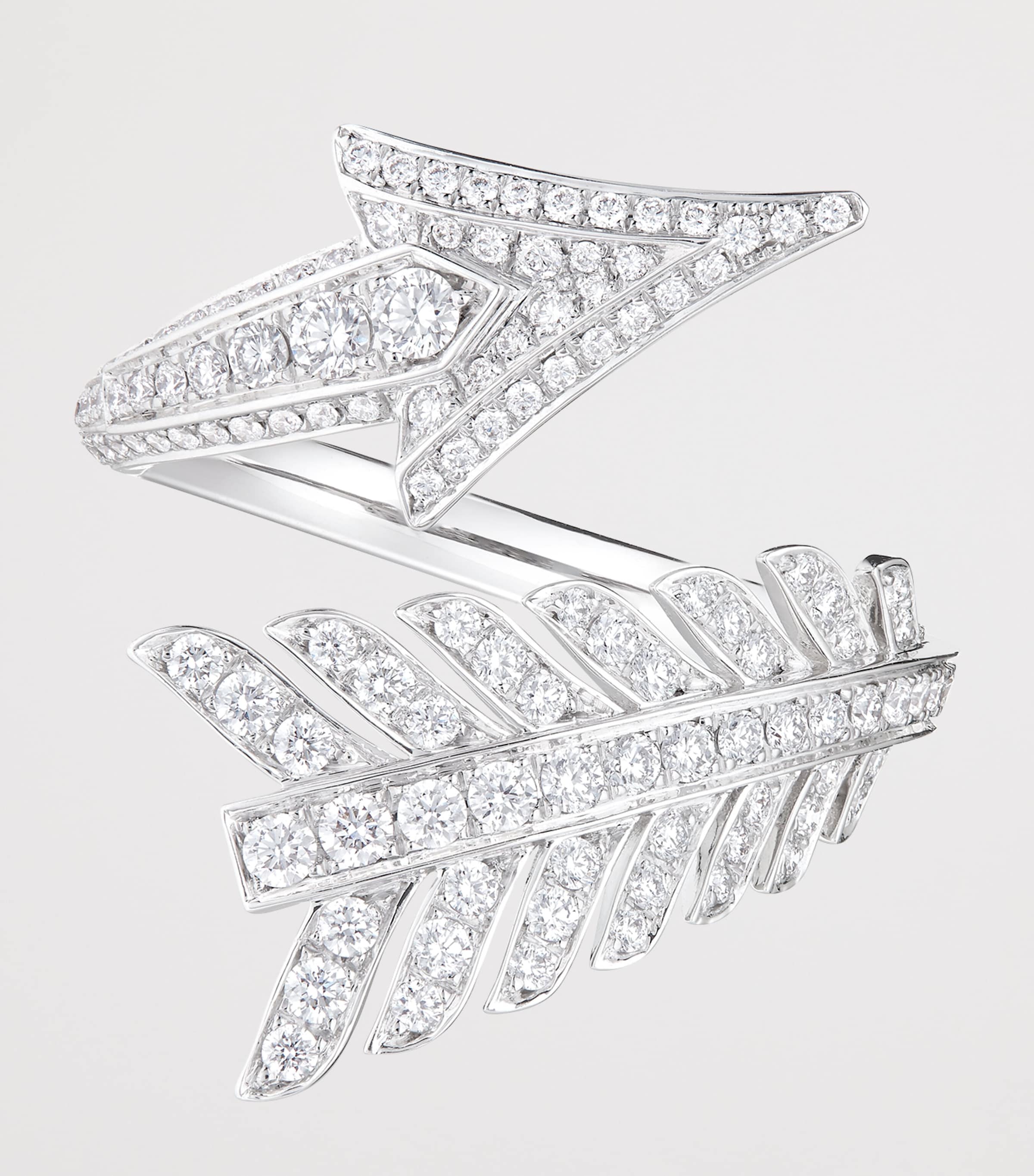 White Gold and Diamond Nature Triomphante Flèche Ring WHITE GOLD Image 2