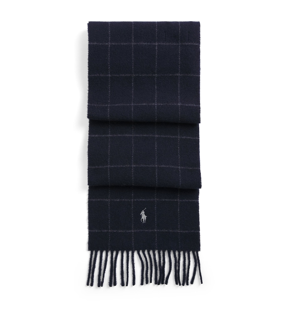 Cashmere Polo Pony Fringe Scarf BLACK Image 1