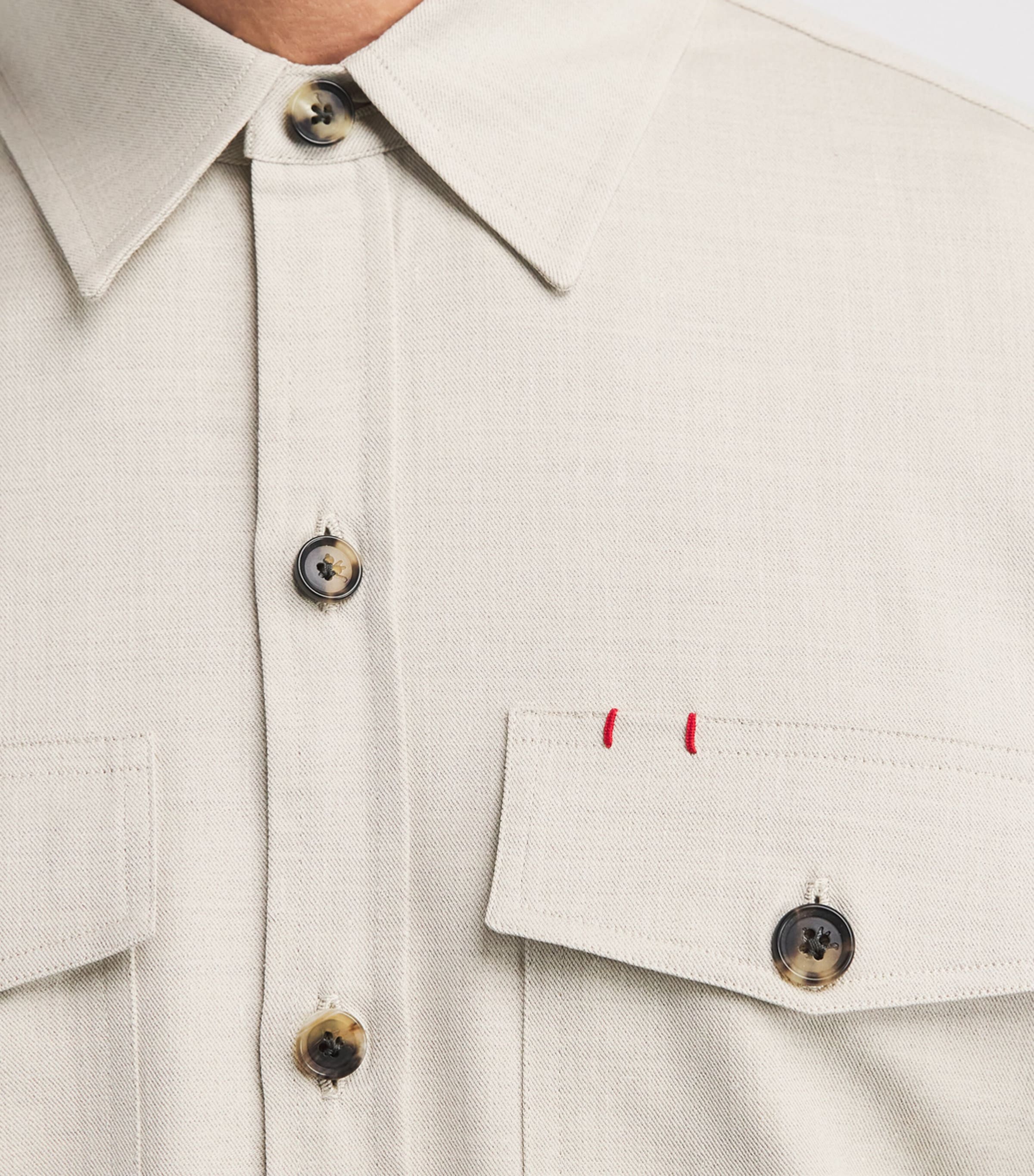 Isaia Mens Wool-Blend Overshirt Image 3
