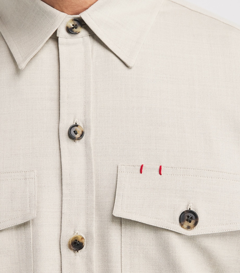 Isaia Mens Wool-Blend Overshirt Image 3