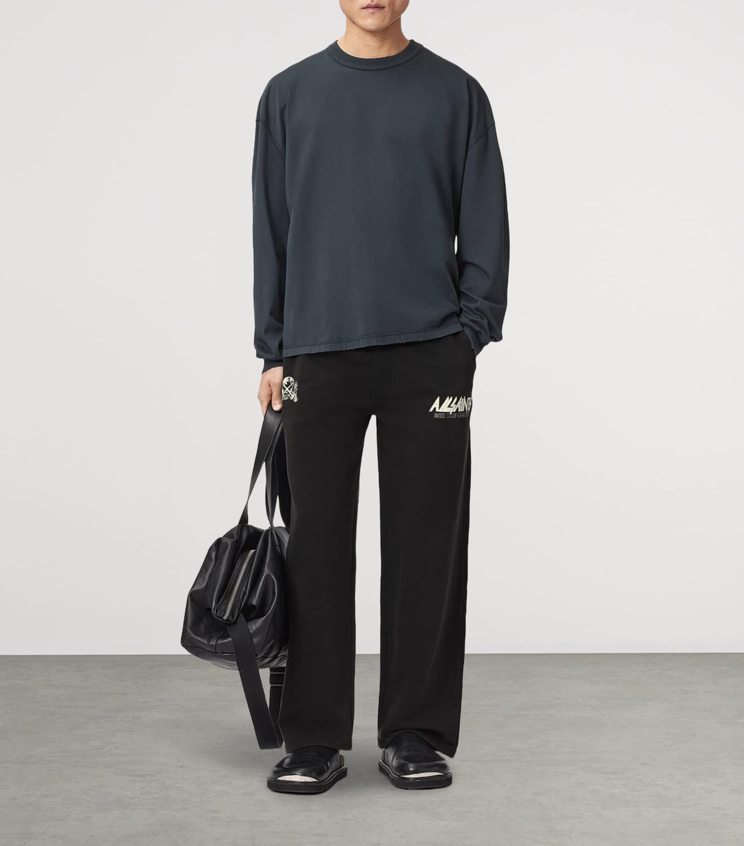 AllSaints Mens Organic Cotton Chromium Sweatpants Washed Black Image 5