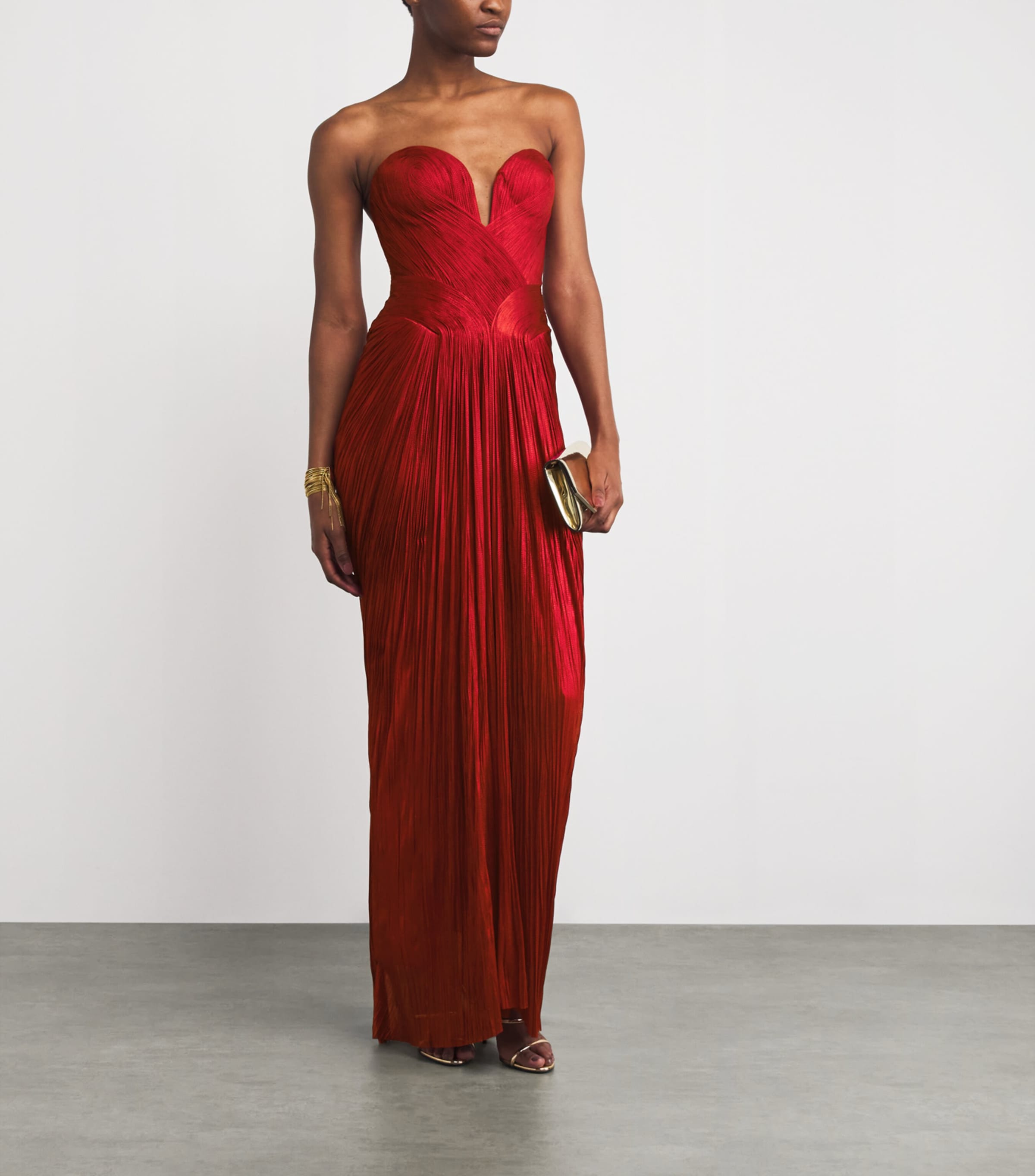 Maria Lucia Hohan Red Silk Plissé Noor Gown | Harrods US
