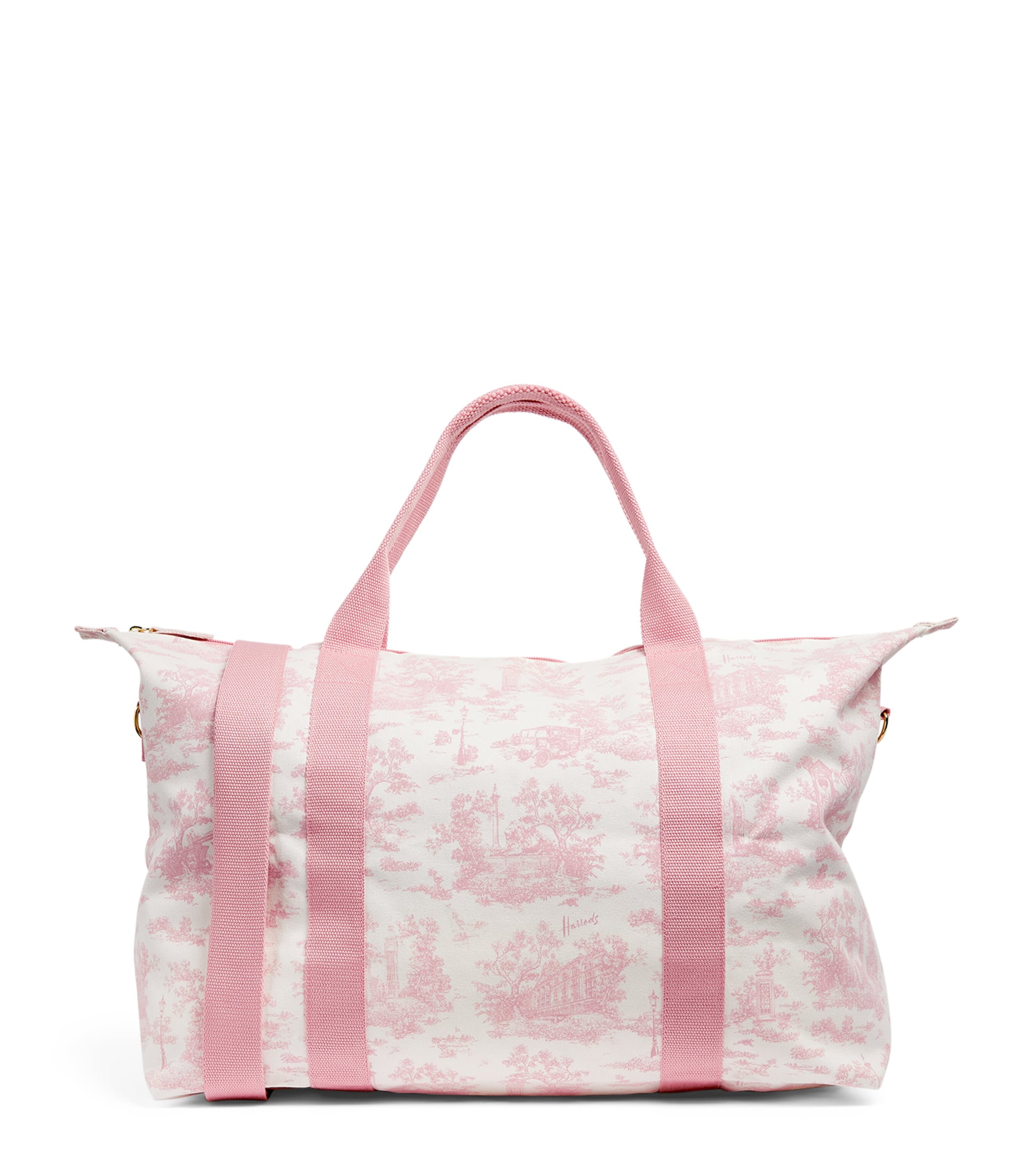 HARRODS PINK TOILE FOLDABLE OVERNIGHT BAG 