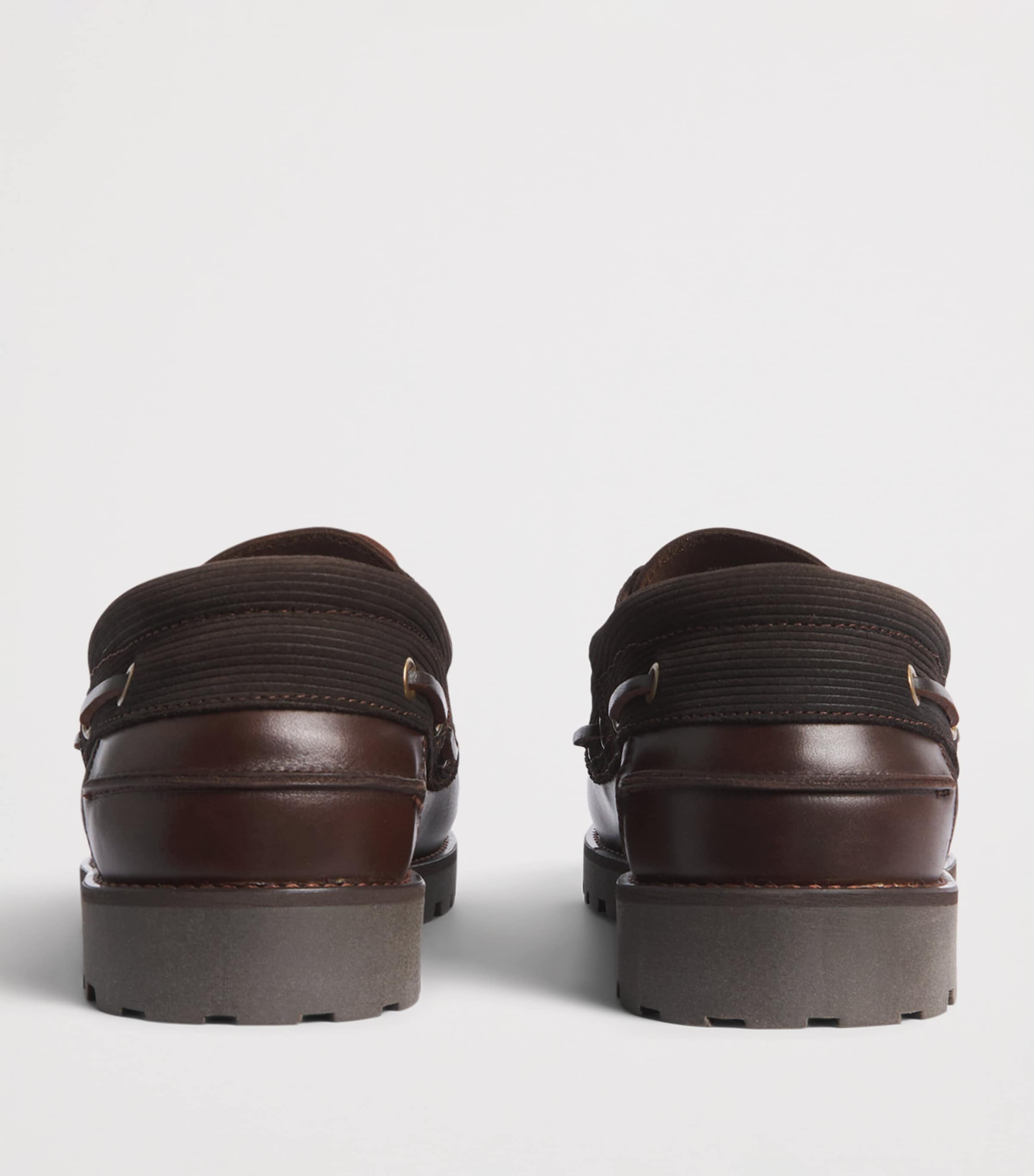 Barbour Leather Darras Boat Shoes Dk Brown/cord Image 2