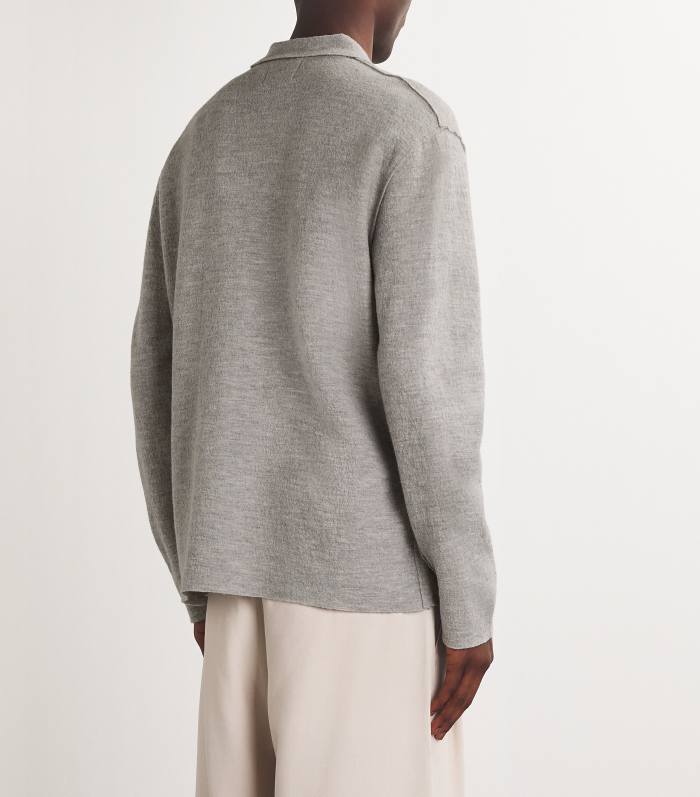 NN07 Mens Boiled Merino Jonas Overshirt Grey Melange Image 4