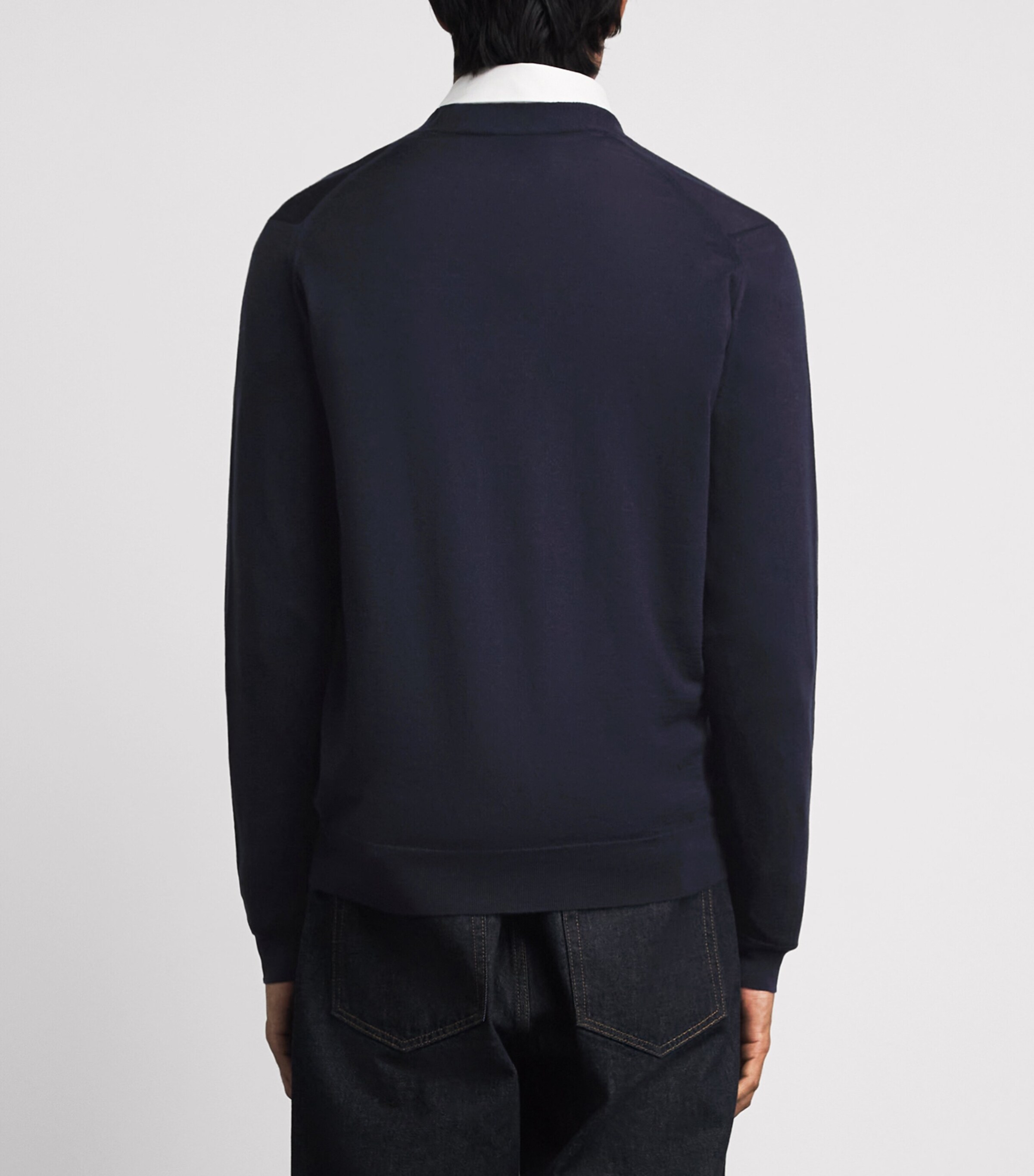 John Smedley Mens Extra Fine Merino Cardigan Midnight Image 5