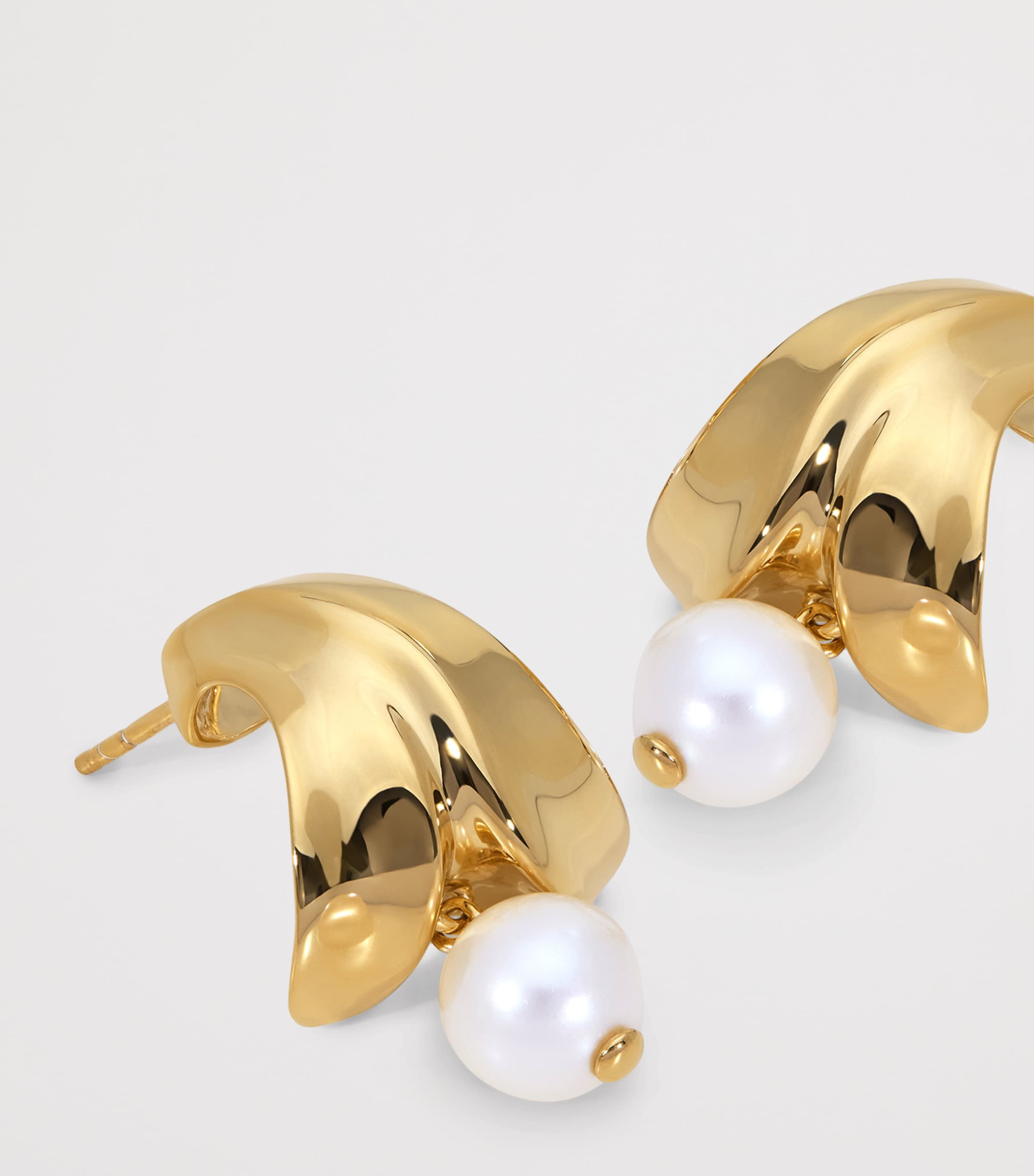 Small Gold Vermeil and Pearl Nomade Earrings 18K GOLD VERMEIL Image 2