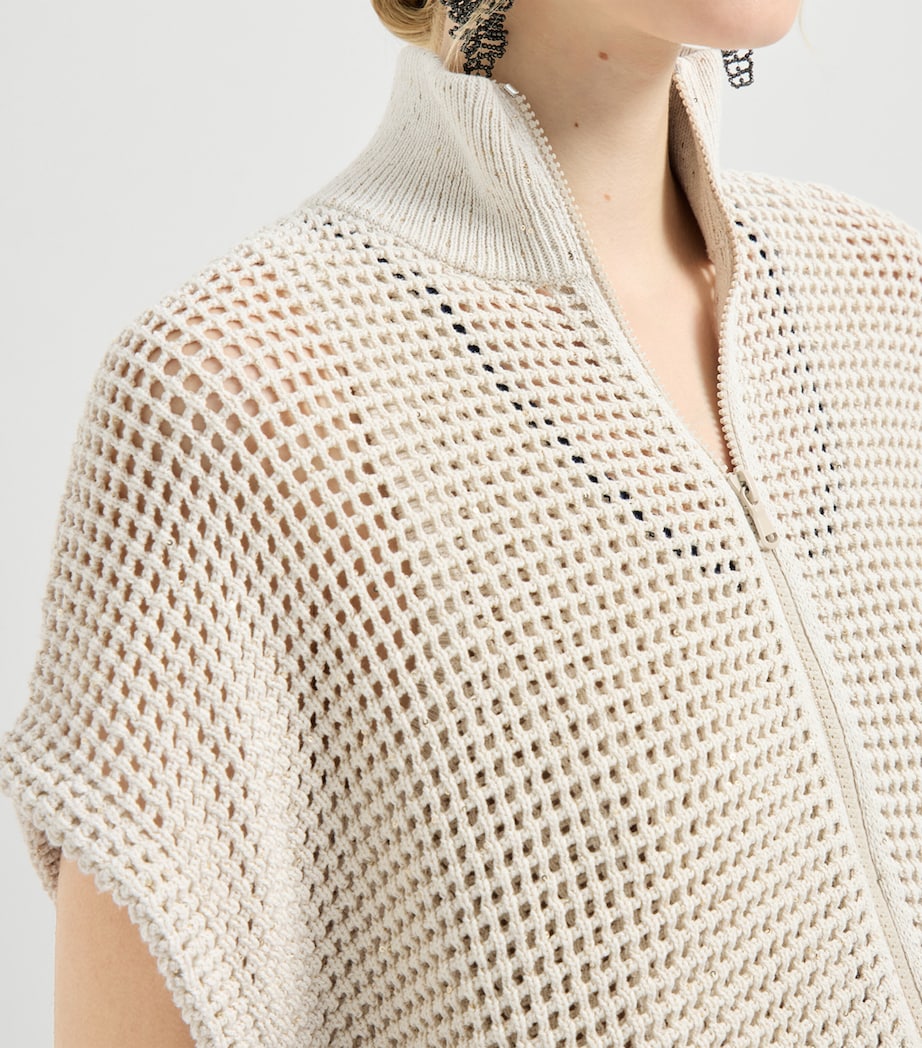 Brunello Cucinelli Womens Cotton-Blend Short-Sleeve Cardigan Image 6
